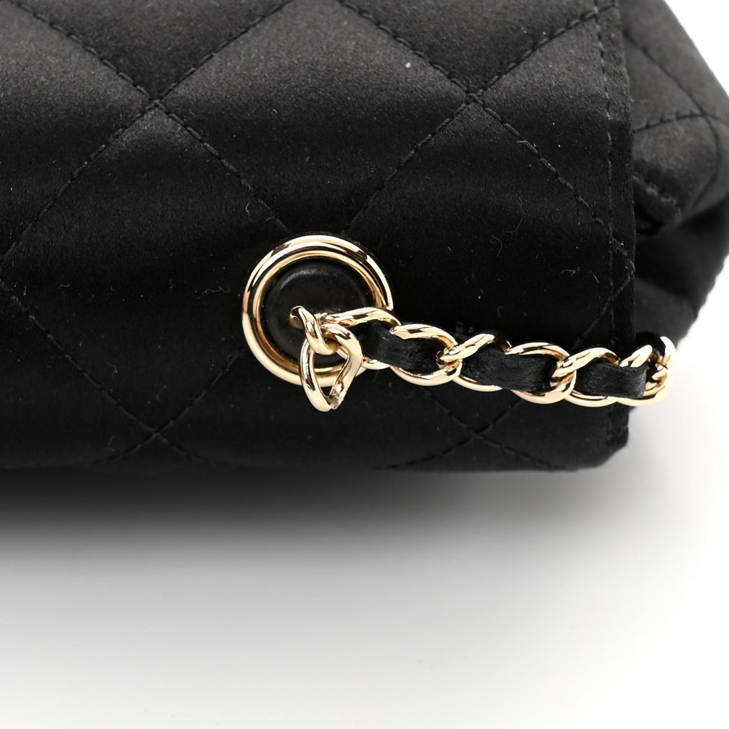 Satin Quilted Mini Rectangular Flap Black