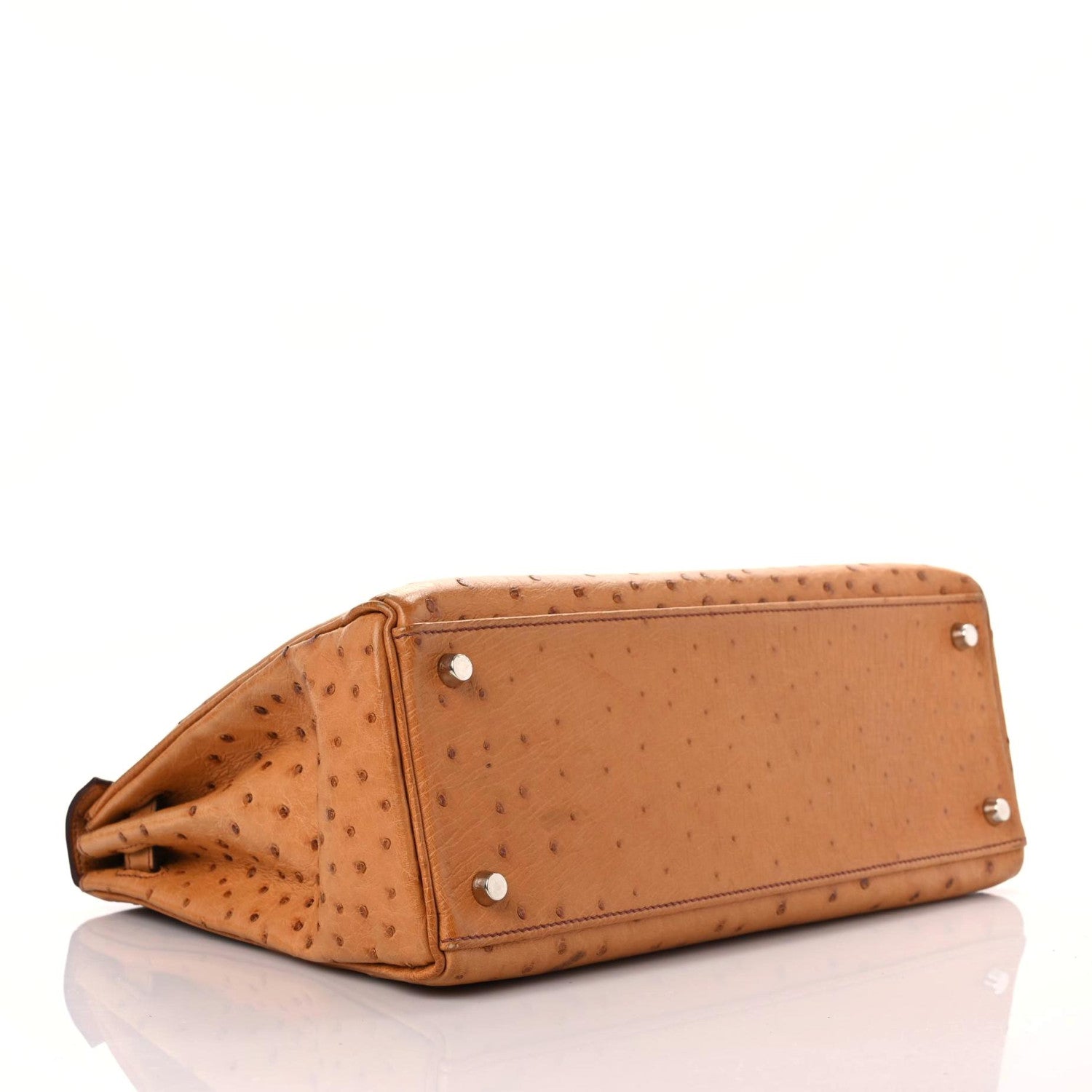 Hermes Ostrich Kelly Retourne 32 Gold 3 of 18