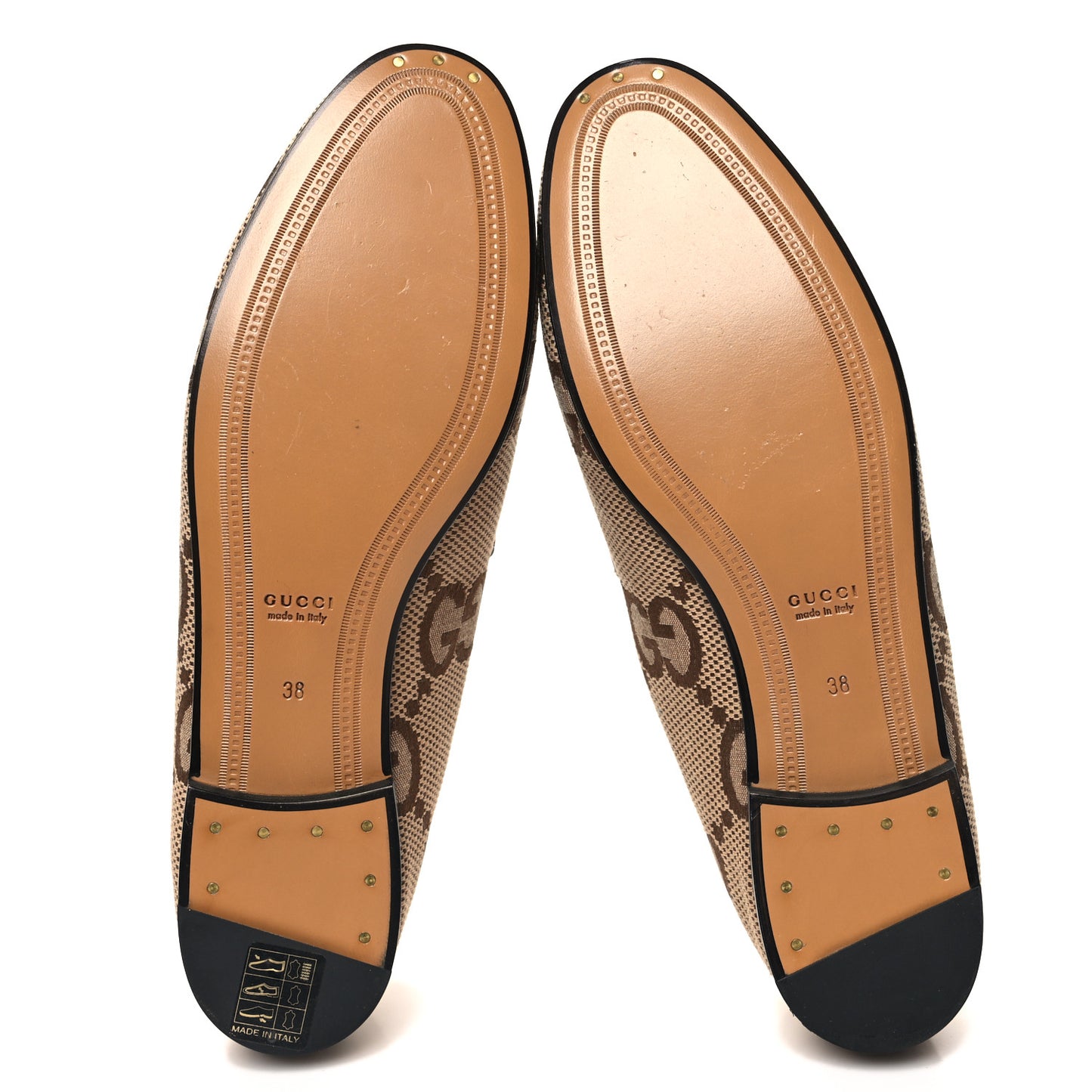 Monogram Jumbo GG Malaga Kid Horsebit Womens Jordaan Loafers 38 Camel Ebony New Acero Beige