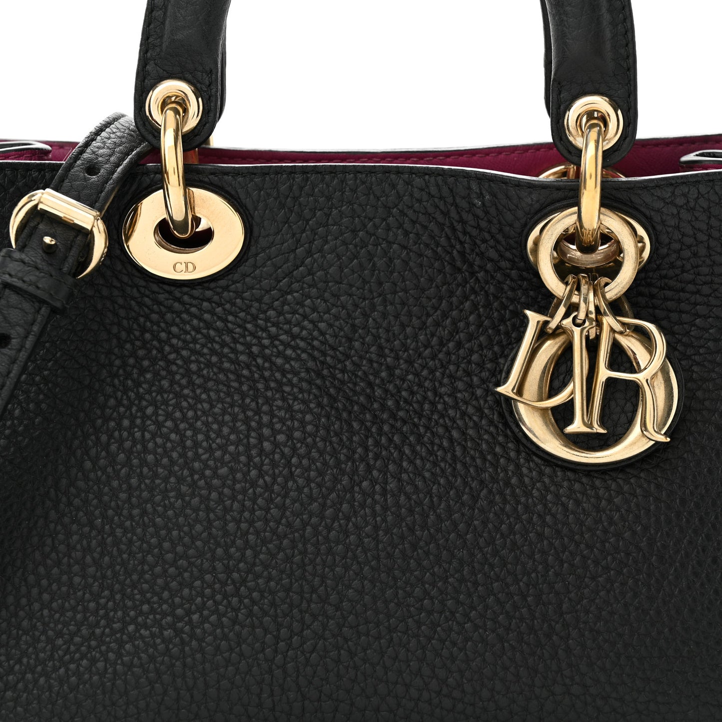 CHRISTIAN DIOR Bullcalf Small Diorissimo Tote Black Rose Indien