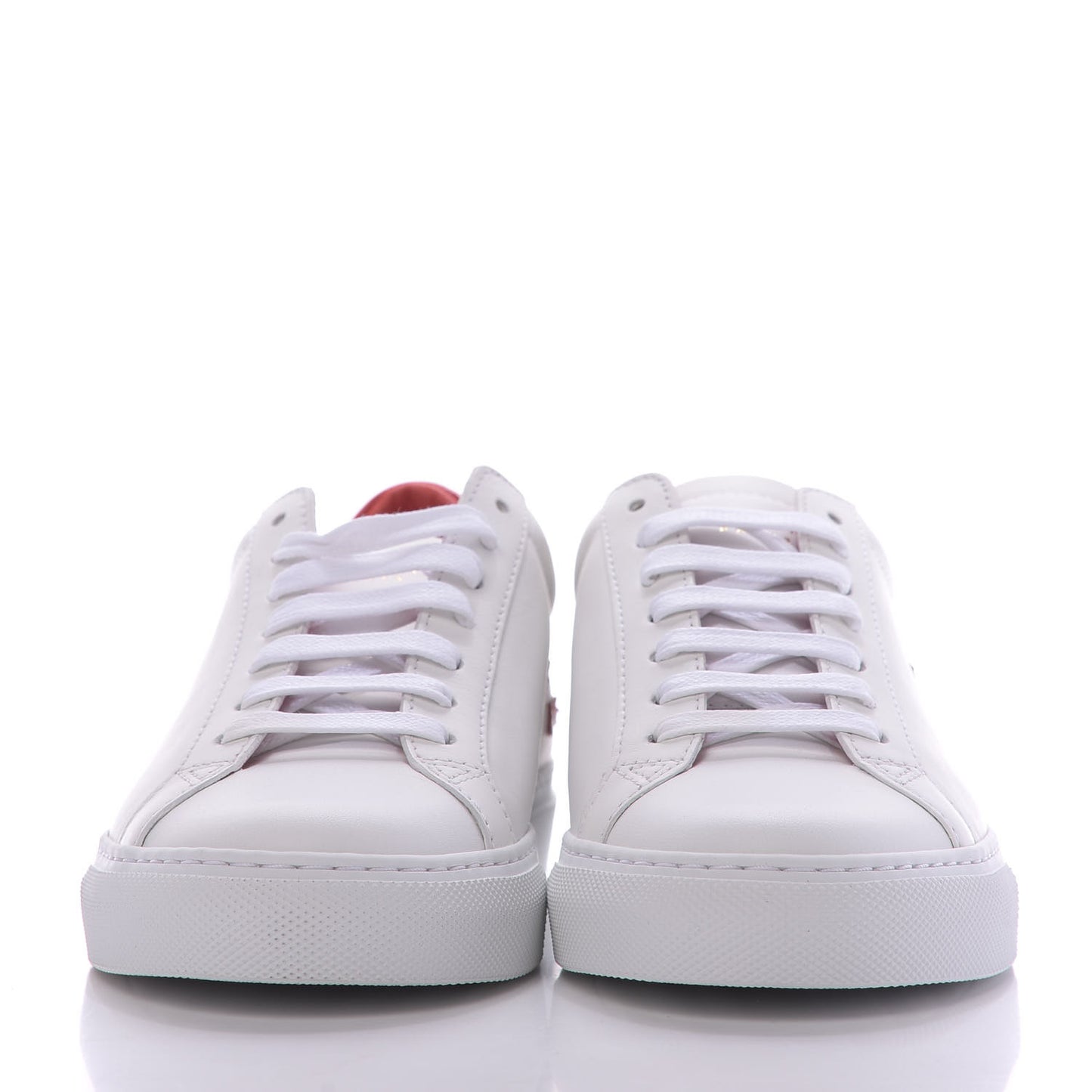 Calfskin Reverse Logo Womens Urban Street Sneakers 36.5 White Red