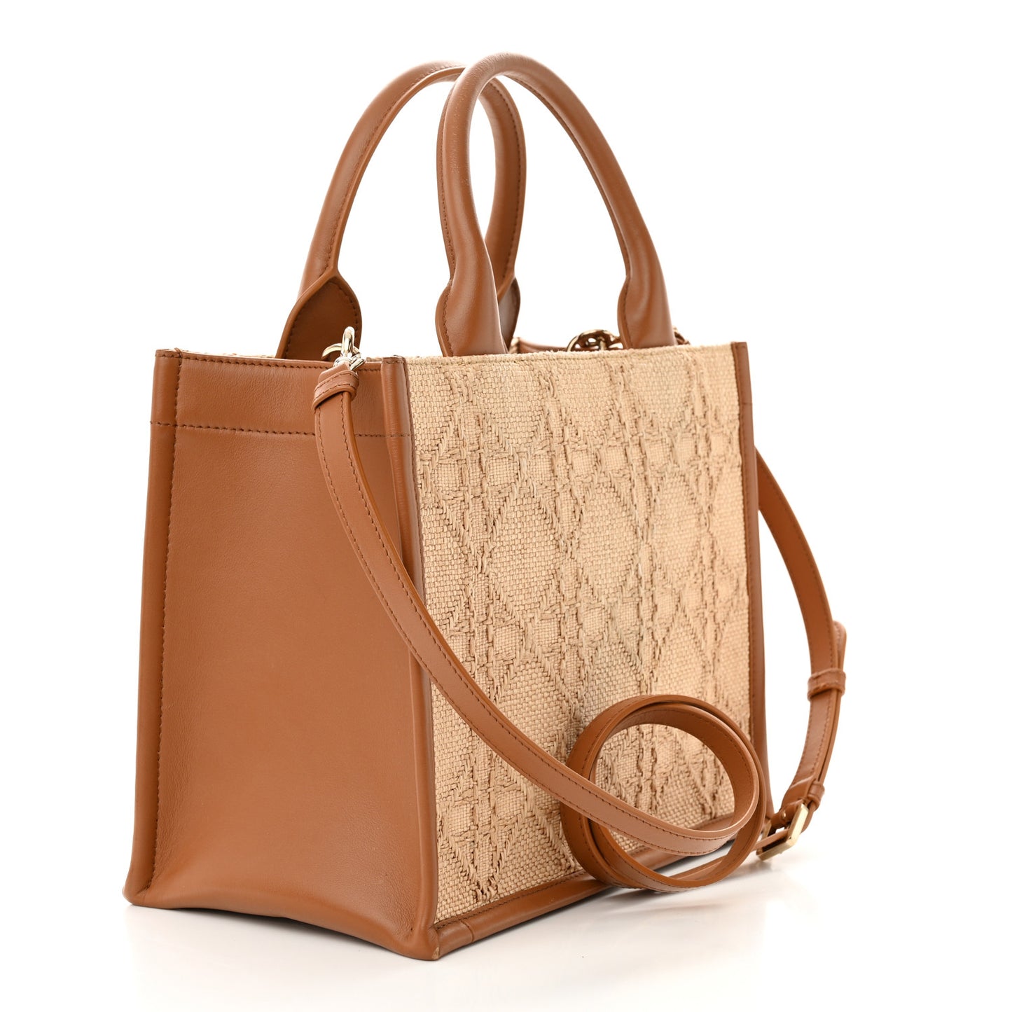 CHRISTIAN DIOR Raffia Macro Cannage Small Book Tote Natural