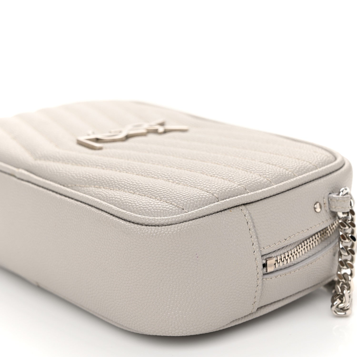 Saint Laurent Grain De Poudre Matelasse Monogram Mini Lou Camera Bag Granite 10 of 11