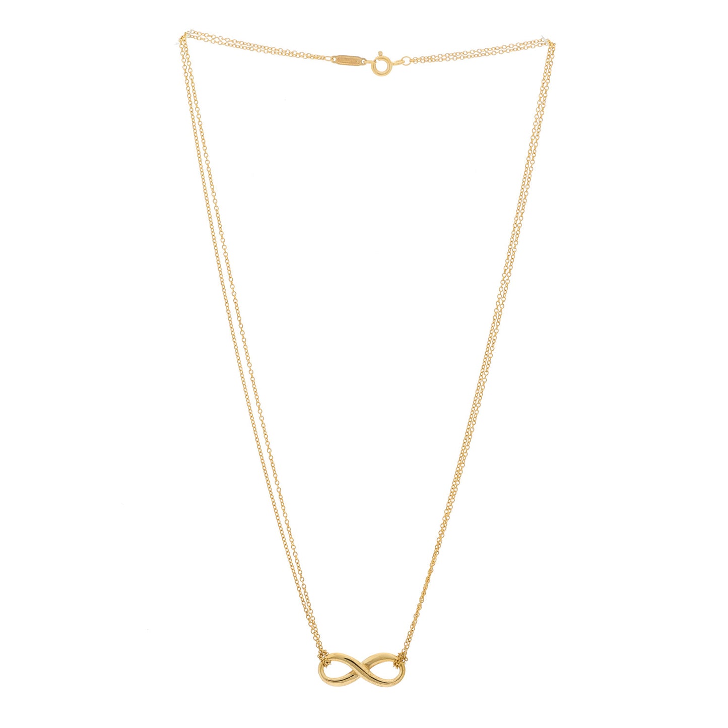 18K Yellow Gold Infinity Double Chain Pendant Necklace