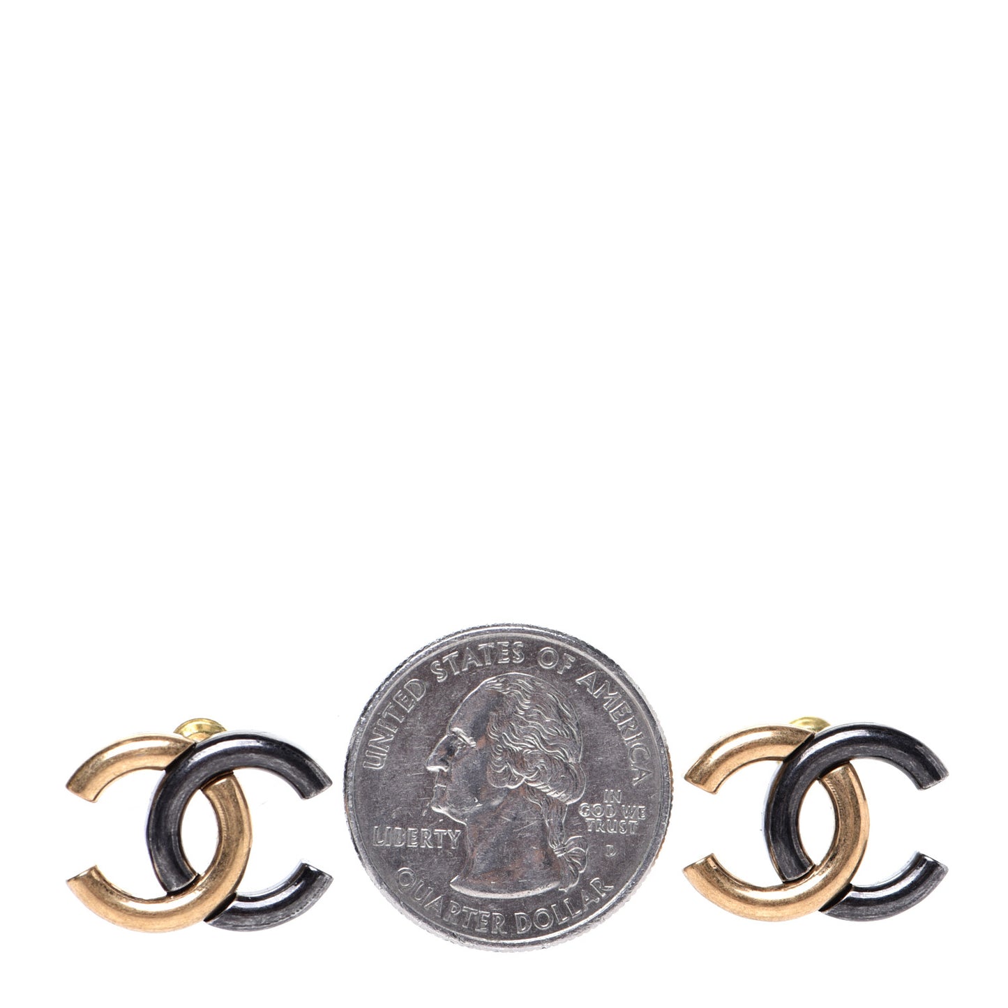 Metal CC Earrings Gold Ruthenium