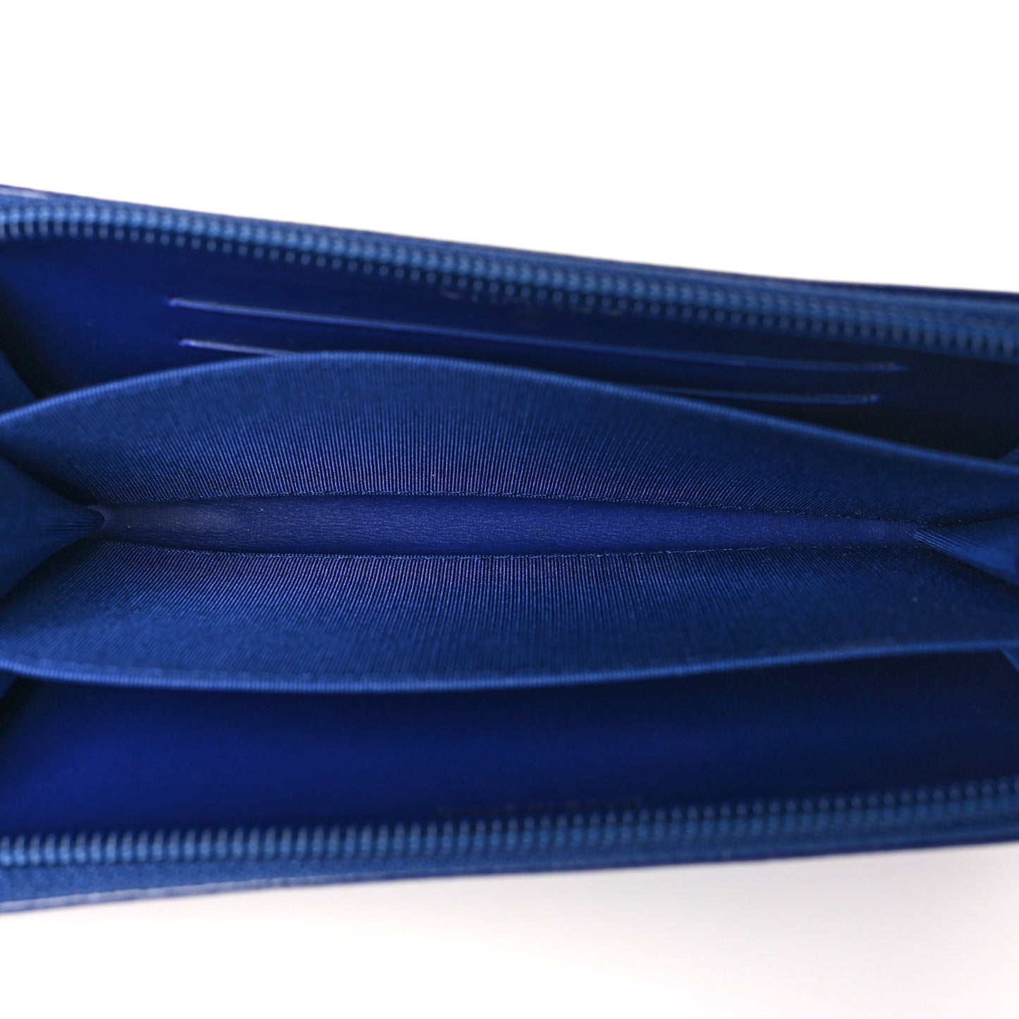Patent Caviar Timeless CC Small Gusset Zip Around Wallet Blue