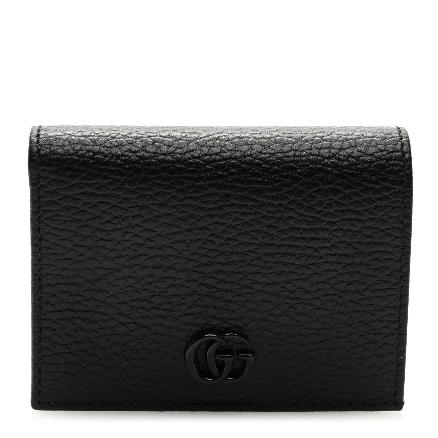 Dollar Calfskin Enamel Monochrome GG Marmont Card Case Black