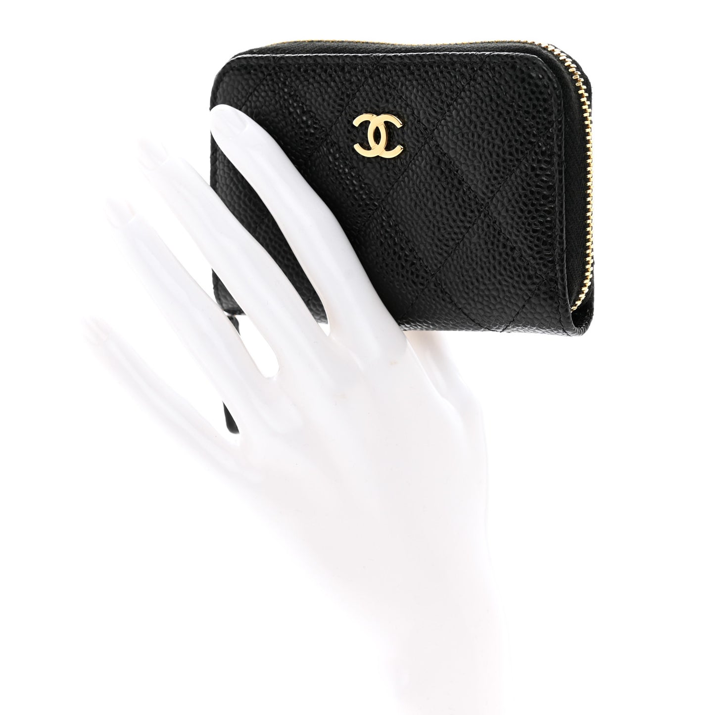 Caviar Quilted Zip Coin Purse Black