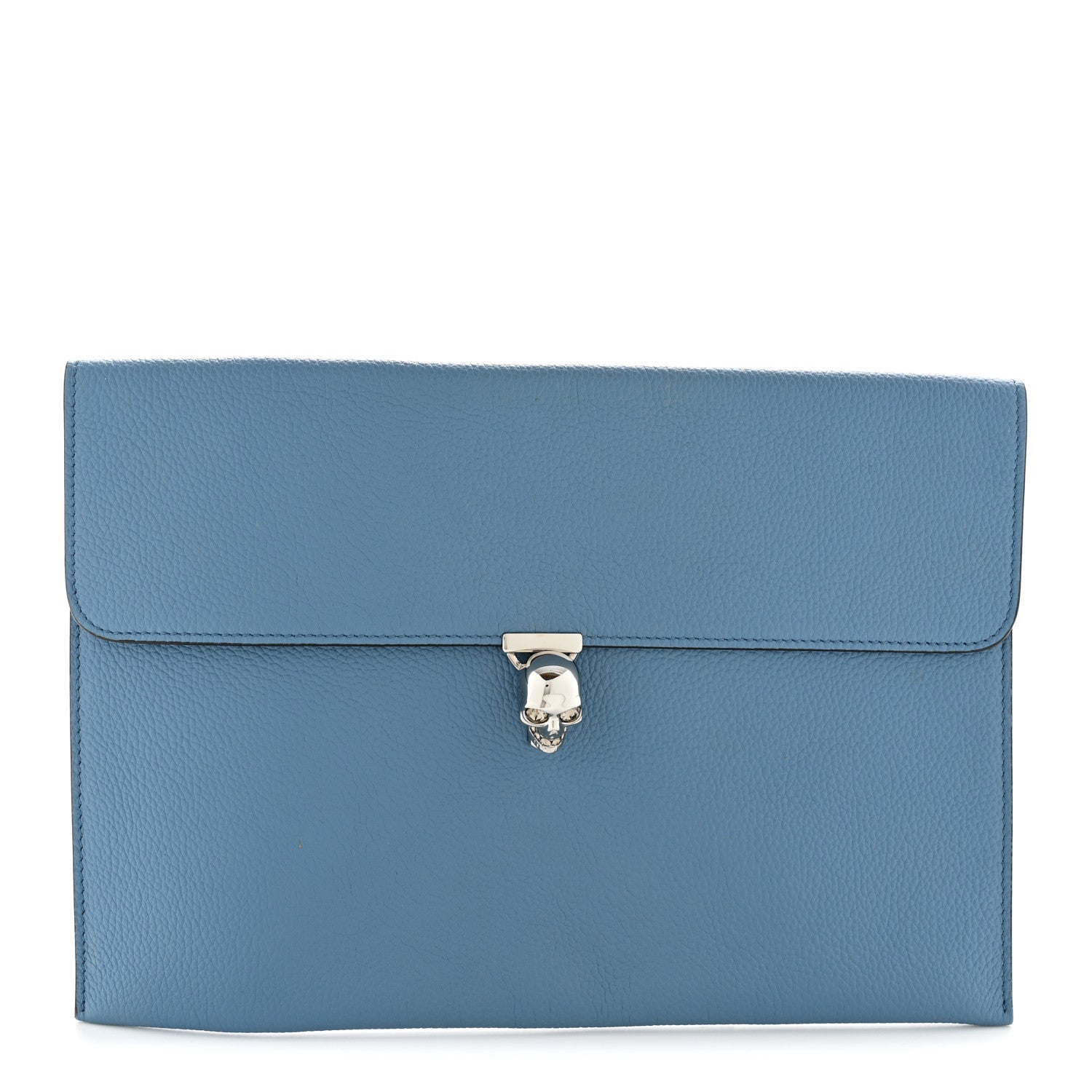 Alexander McQueen Calfskin Skull Envelope Clutch Blue 1873937