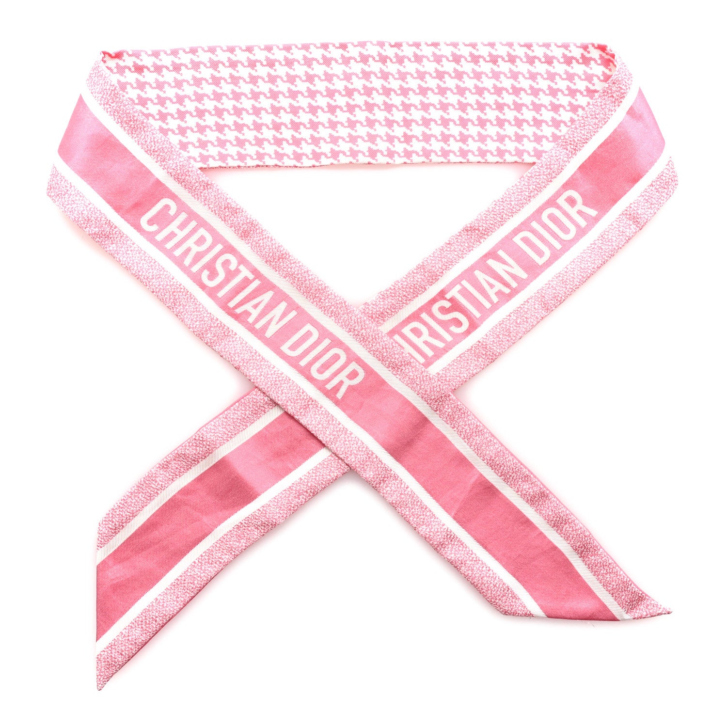 Christian Dior Silk Houndstooth Mitzah Scarf Pink 1817733