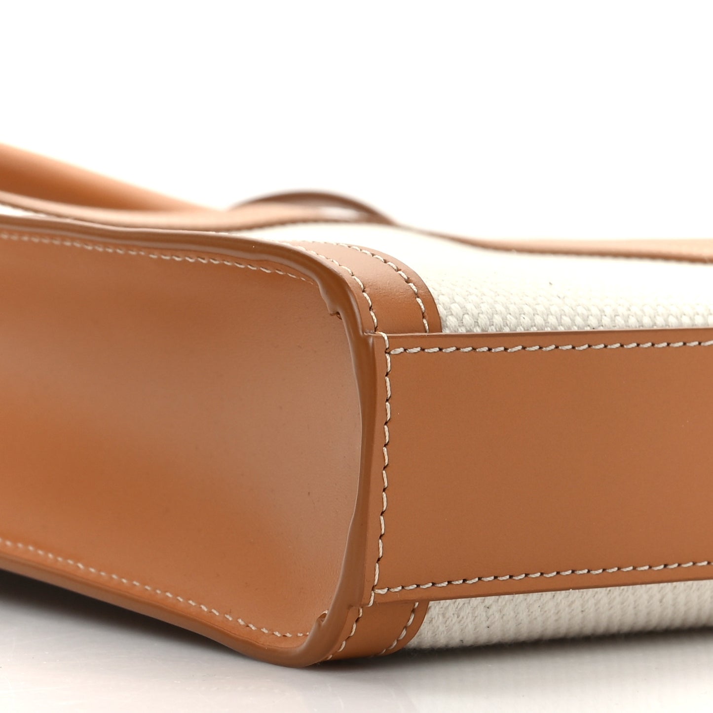 Canvas Calfskin Mini Vertical Cabas Natural Tan