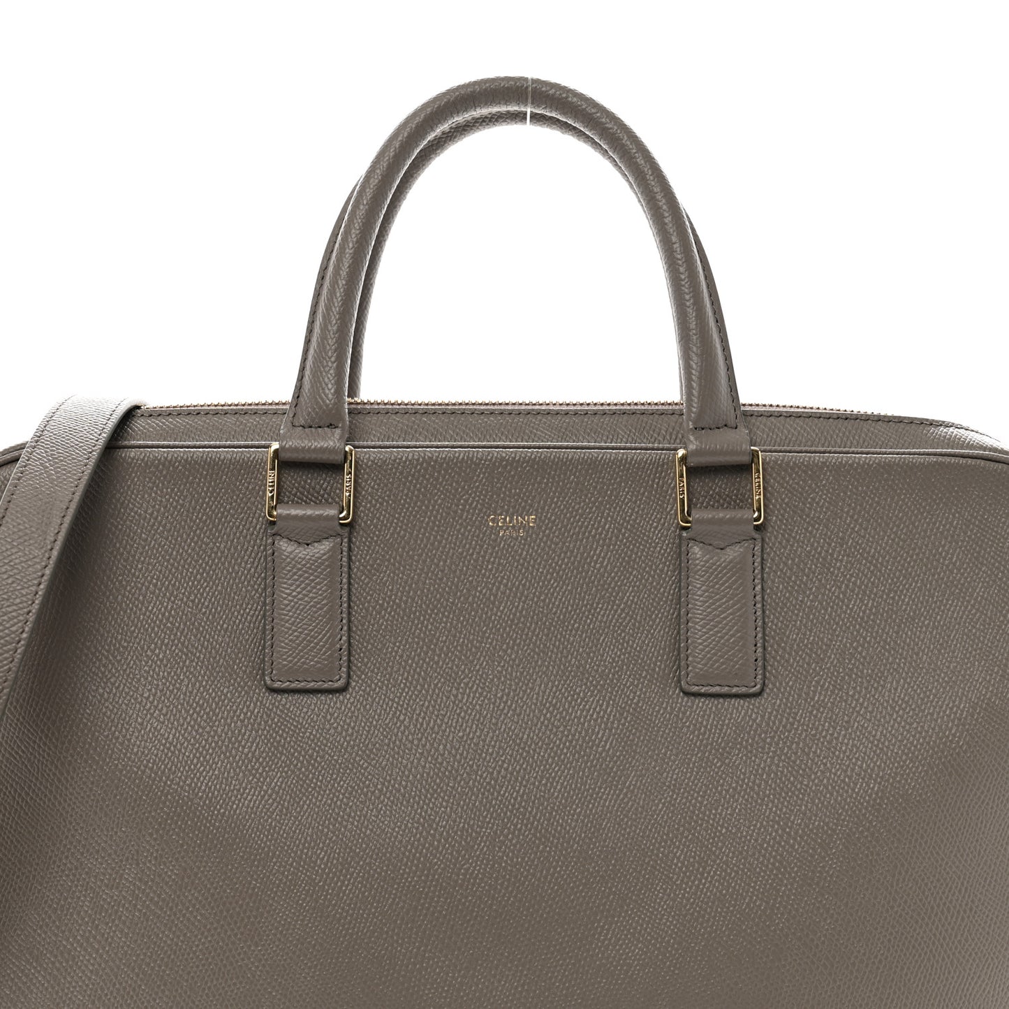 Grained Calfskin Medium Briefcase Pebble