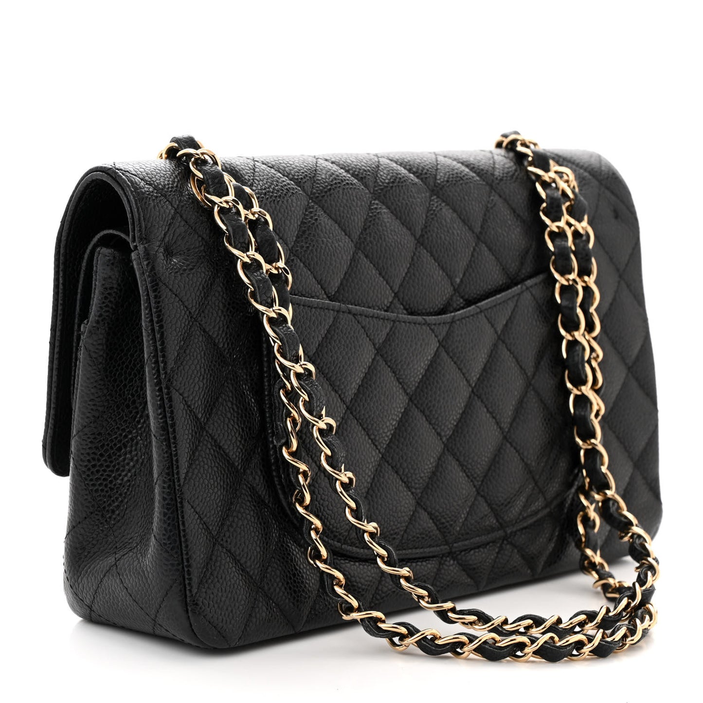 Caviar Quilted Medium Double Flap Black