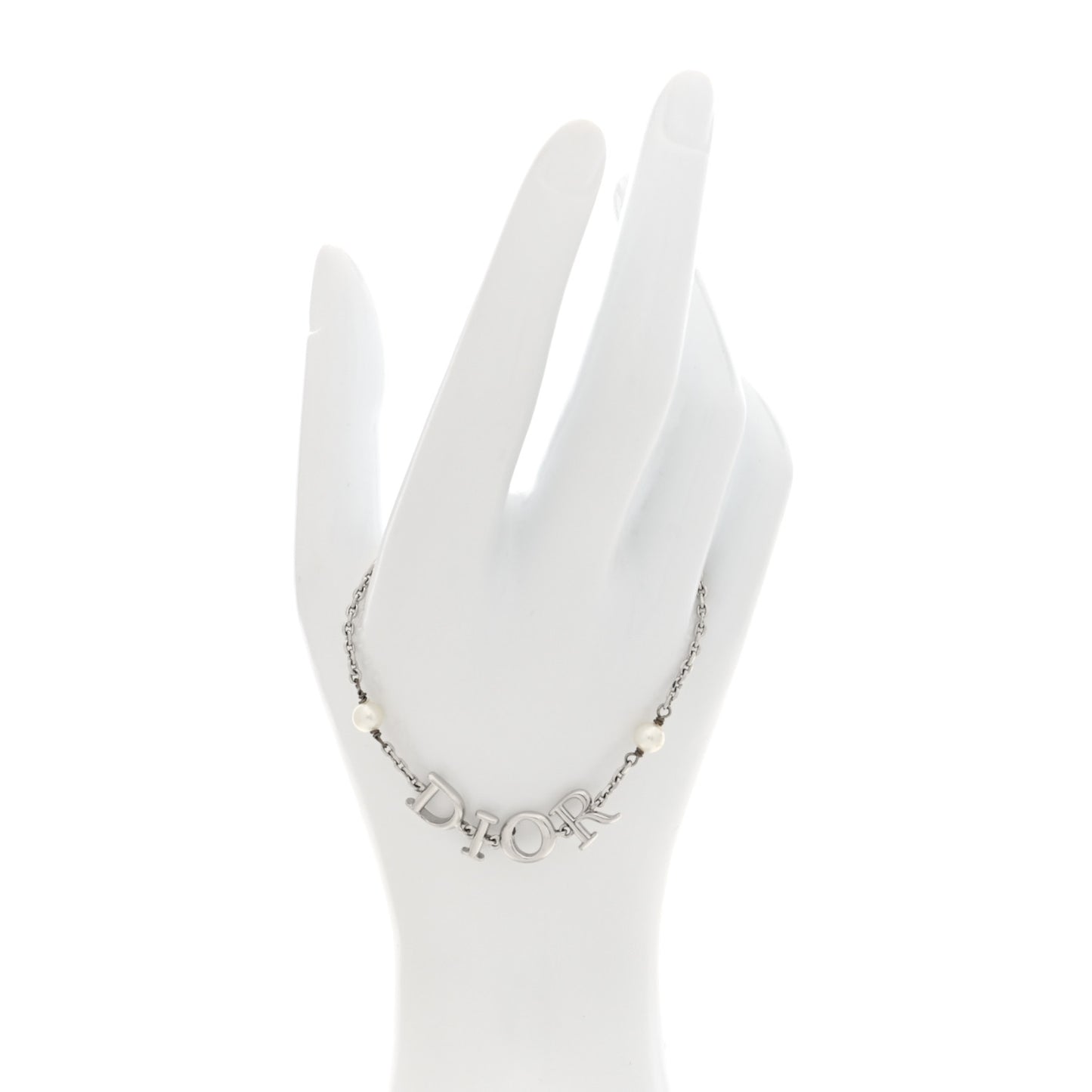 Palladium Pearl Logo Bracelet White Silver