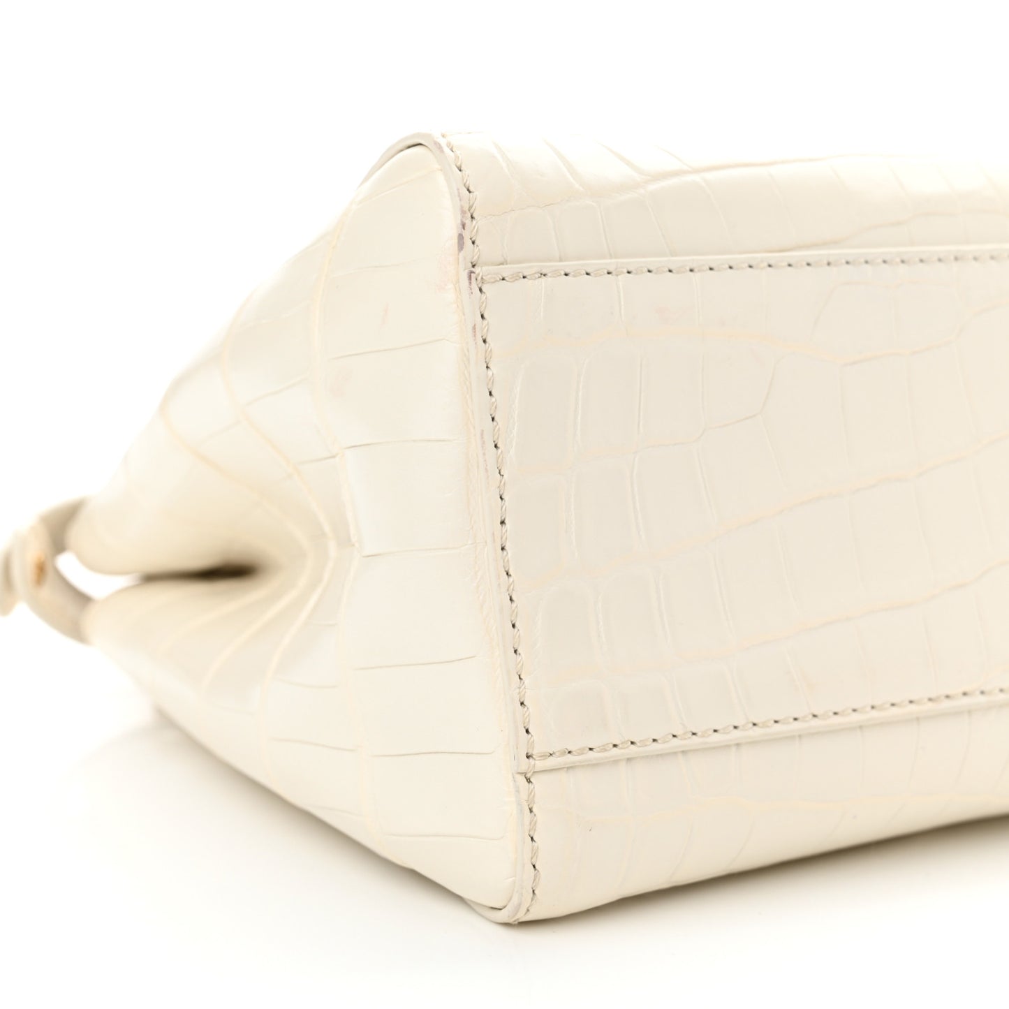Shiny Crocodile Shiny Nappa Mini Peekaboo Iconic Satchel White