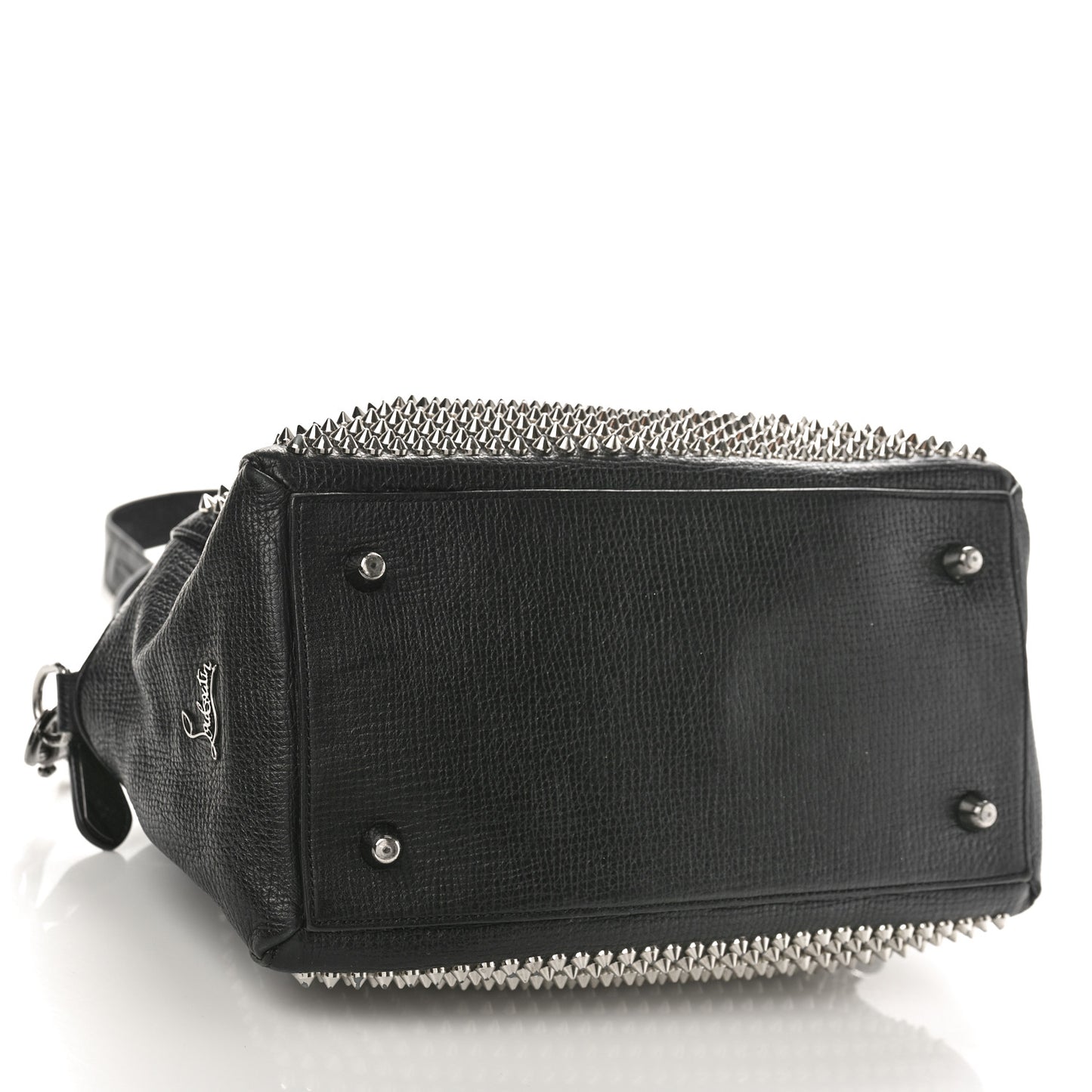 Grained Calfskin Studded Panettone Bowling Bag Black