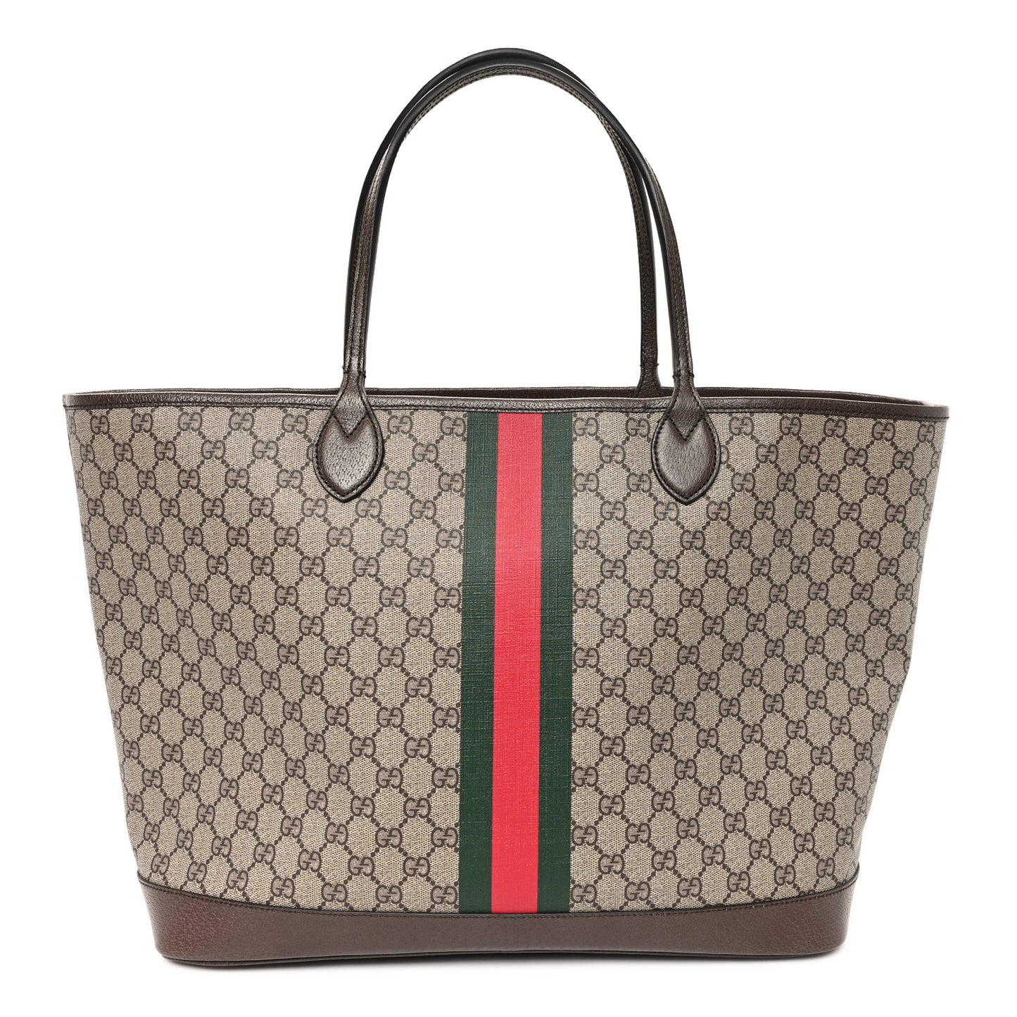 GG Supreme Monogram Textured Dollar Calfskin Web Large Ophidia Tote Beige Ebony New Acero