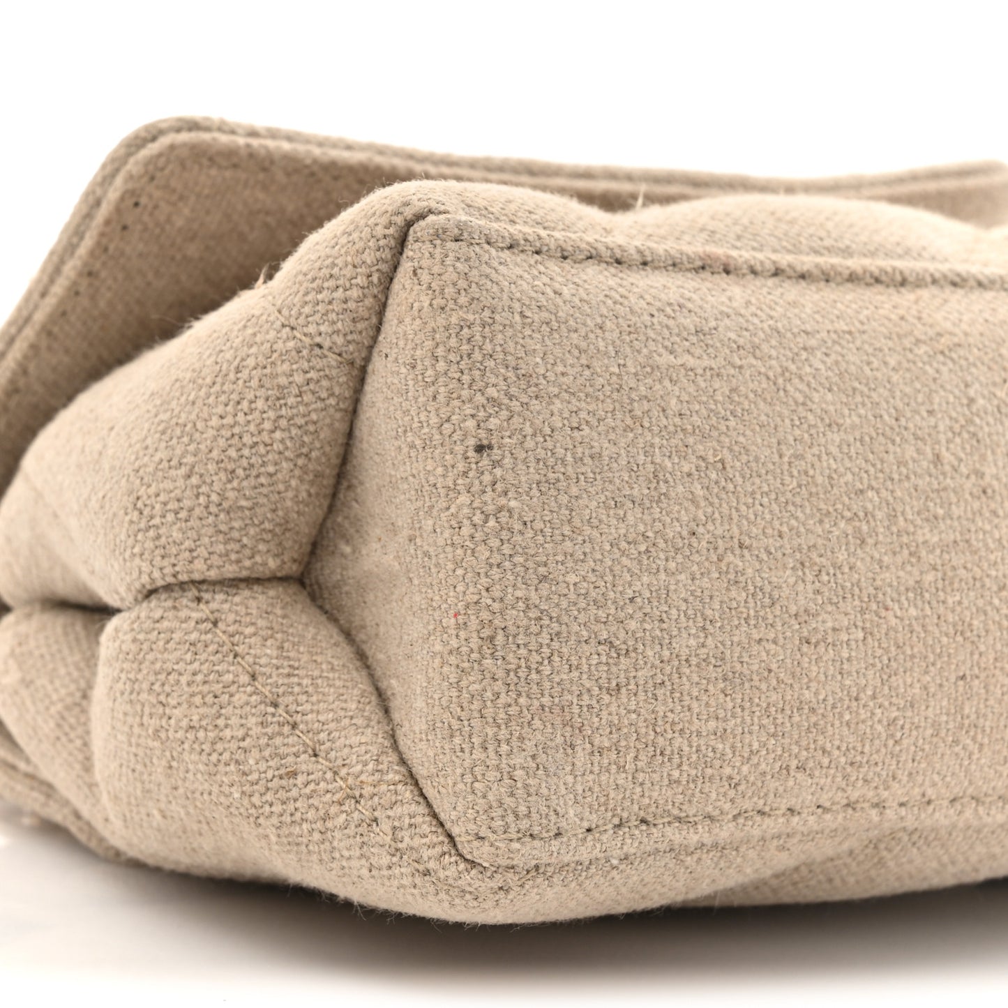 Linen Diagonal Quilted Jackhammer 17 Shoulder Bag Beige