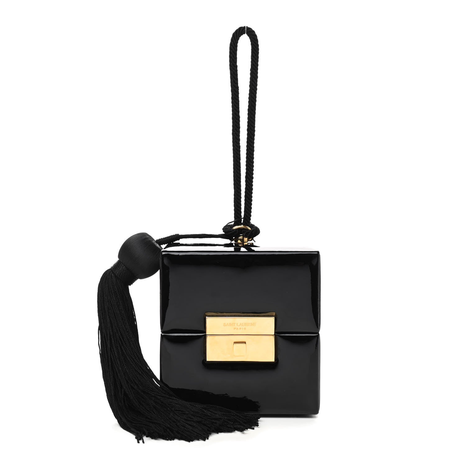 Saint Laurent Patent Jerry Cube Box Clutch Black 880220 – FASHIONPHILE