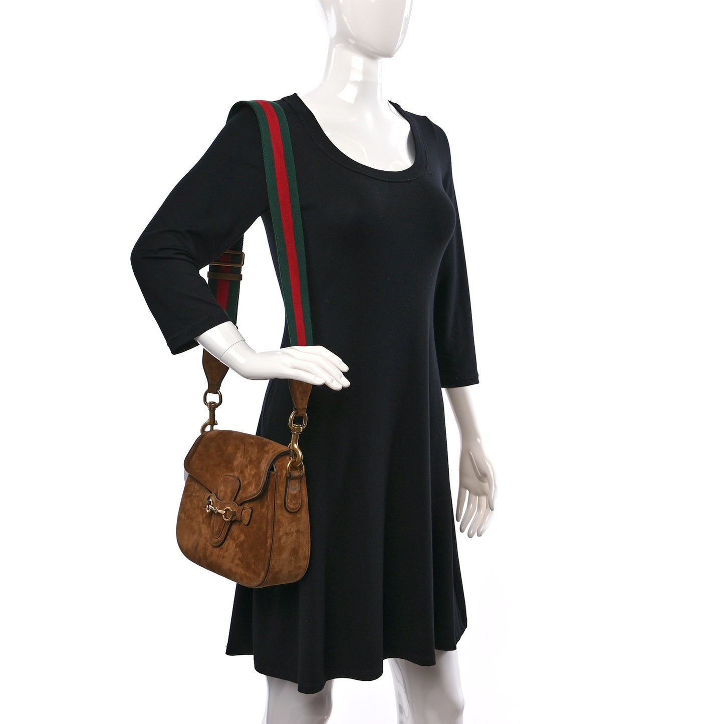 Suede Medium Lady Web Shoulder Bag New Marron
