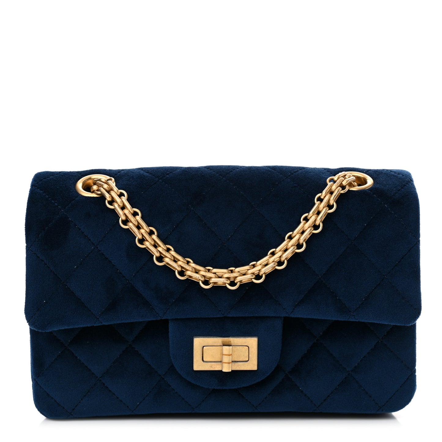 Velvet Quilted Mini 2.55 Reissue Flap Blue