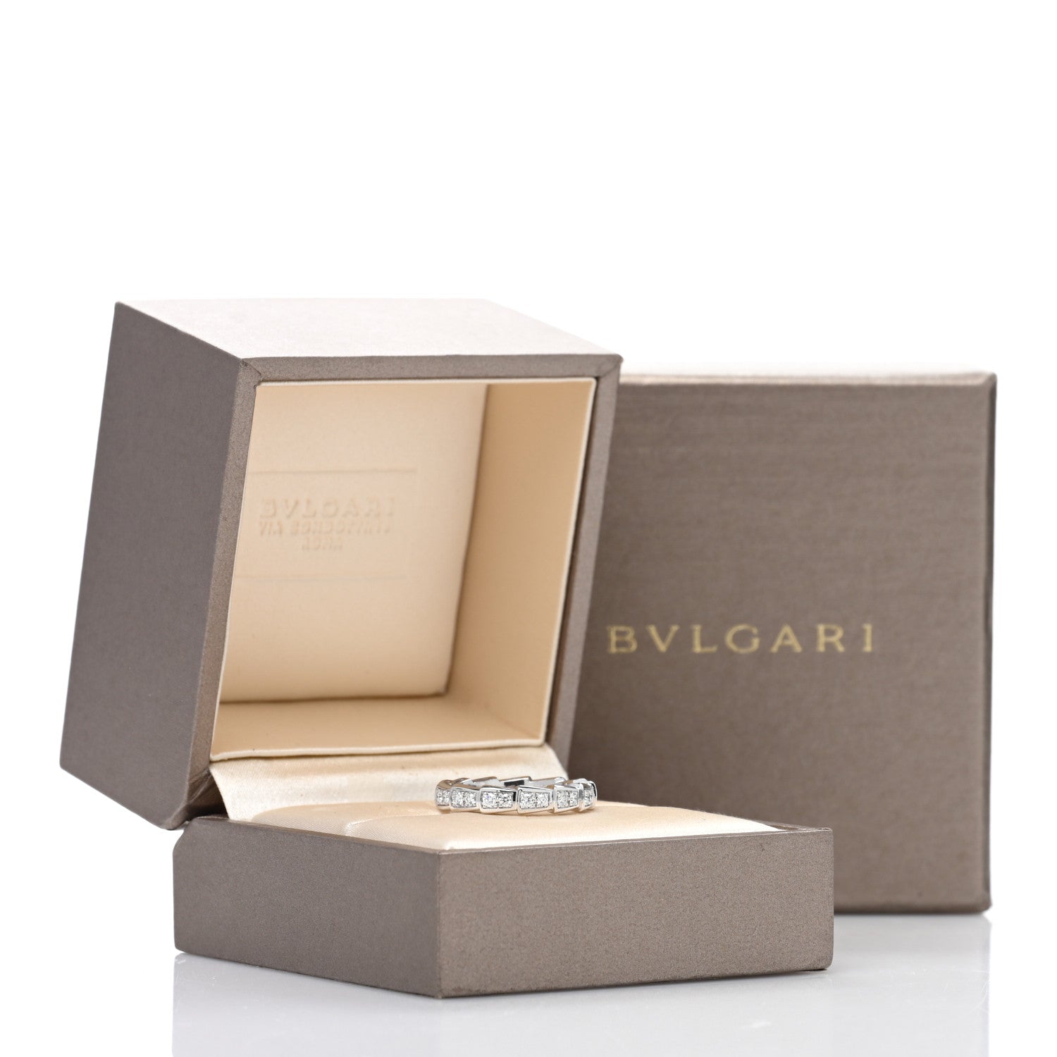 Bulgari 18K White Gold Diamond Serpenti Viper Band Ring 49 4.75 5 of 5