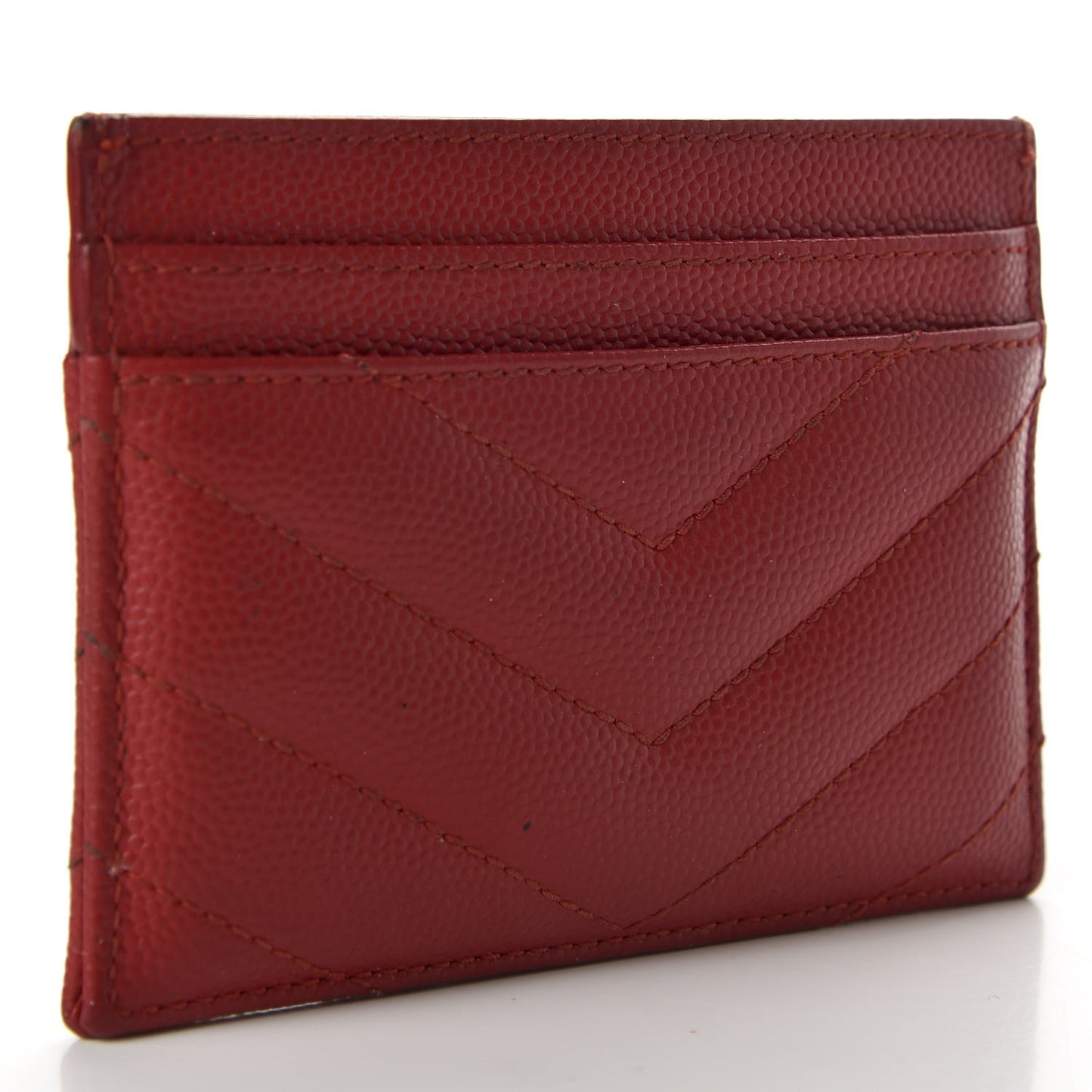 Grain De Poudre Matelasse Chevron Monogram Credit Card Case New Red