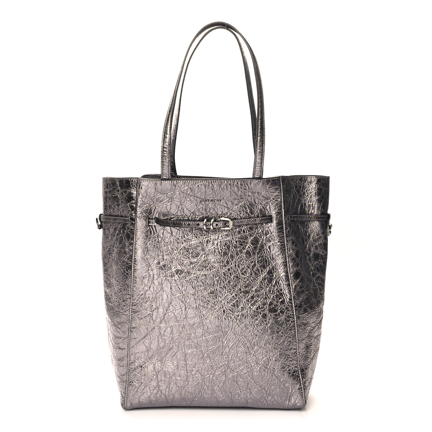 Metallic Calfskin Medium Voyou Bag Silver