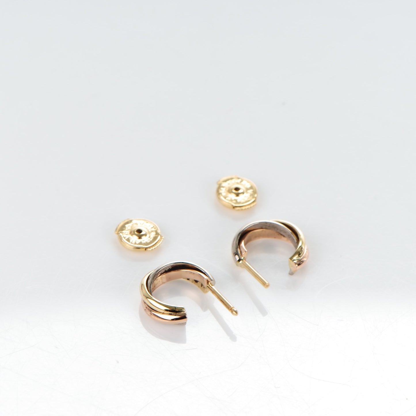 18K Pink Yellow White Gold 13mm Trinity Hoop Earrings