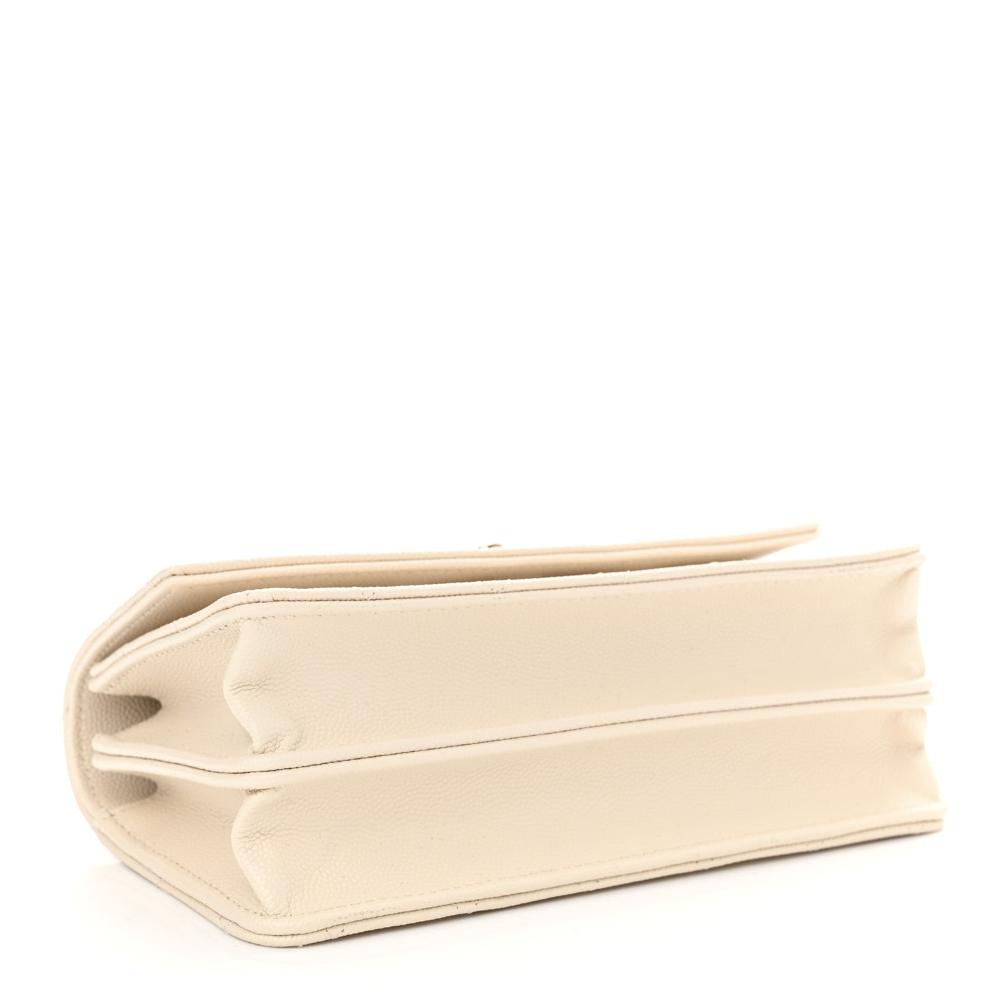 Caviar Quilted Trendy Handle Clutch With Chain Ecru