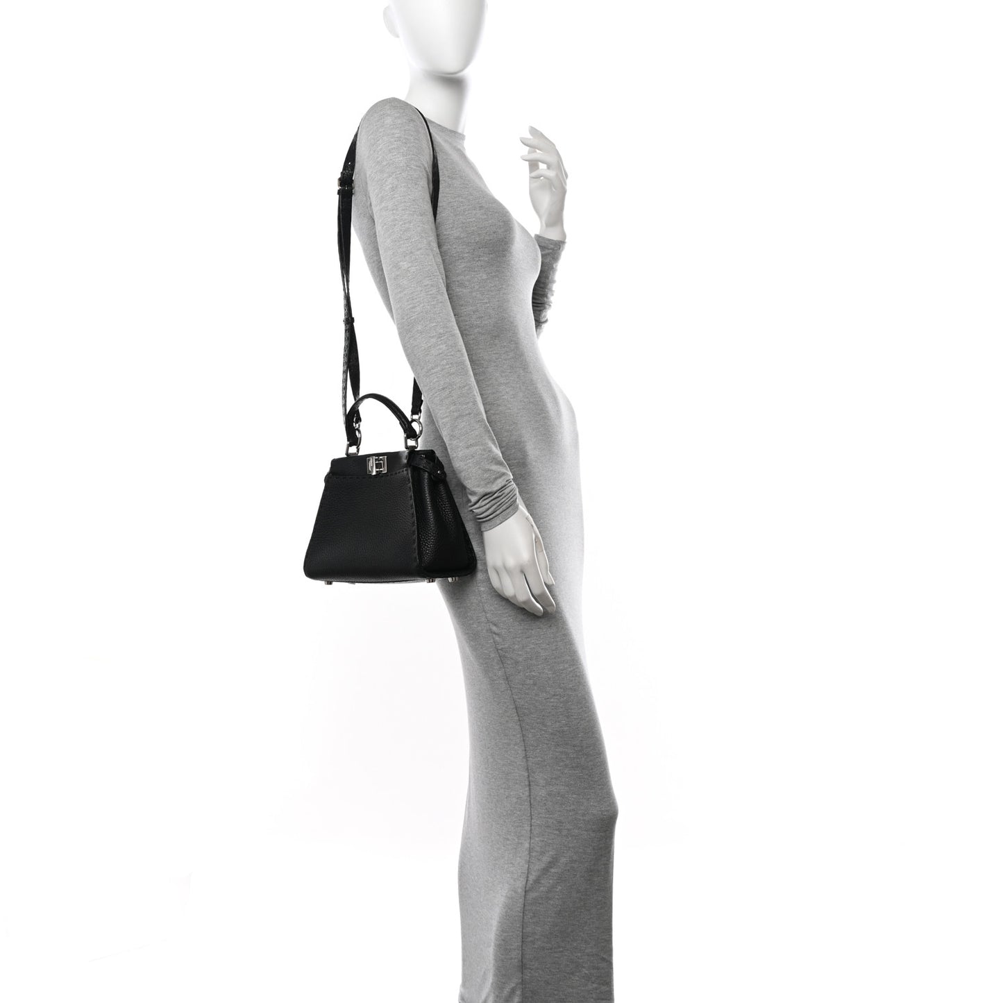 Cuoio Romano Selleria Bi-Color Mini Peekaboo Iconic Satchel Black Mou