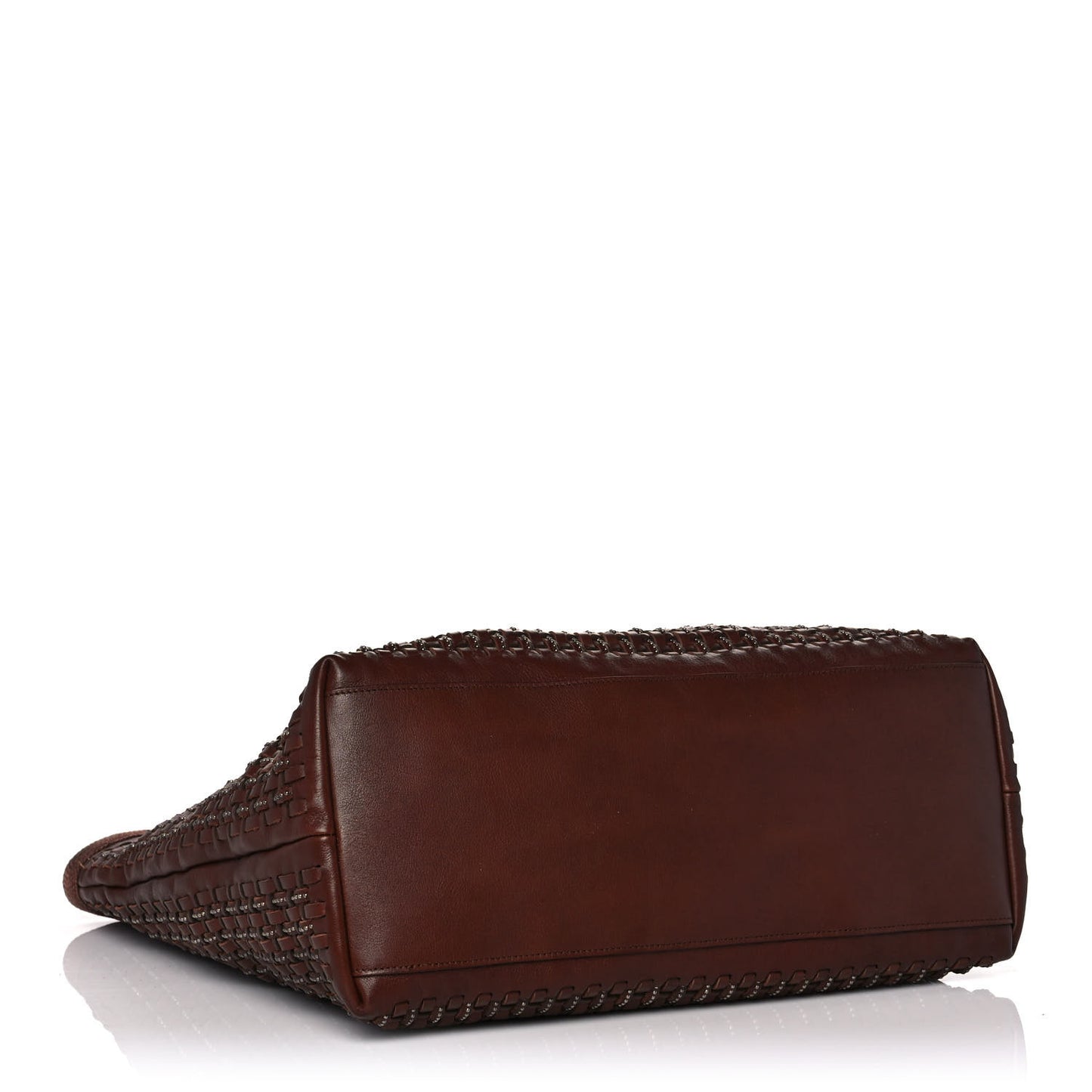 Calfskin Woven Patti Tote Brown