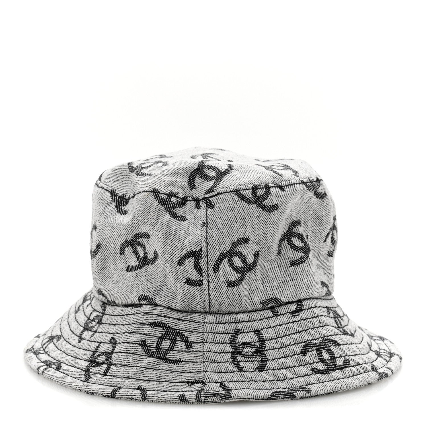 Chanel Denim CC Bucket Hat M White Black 5 of 11
