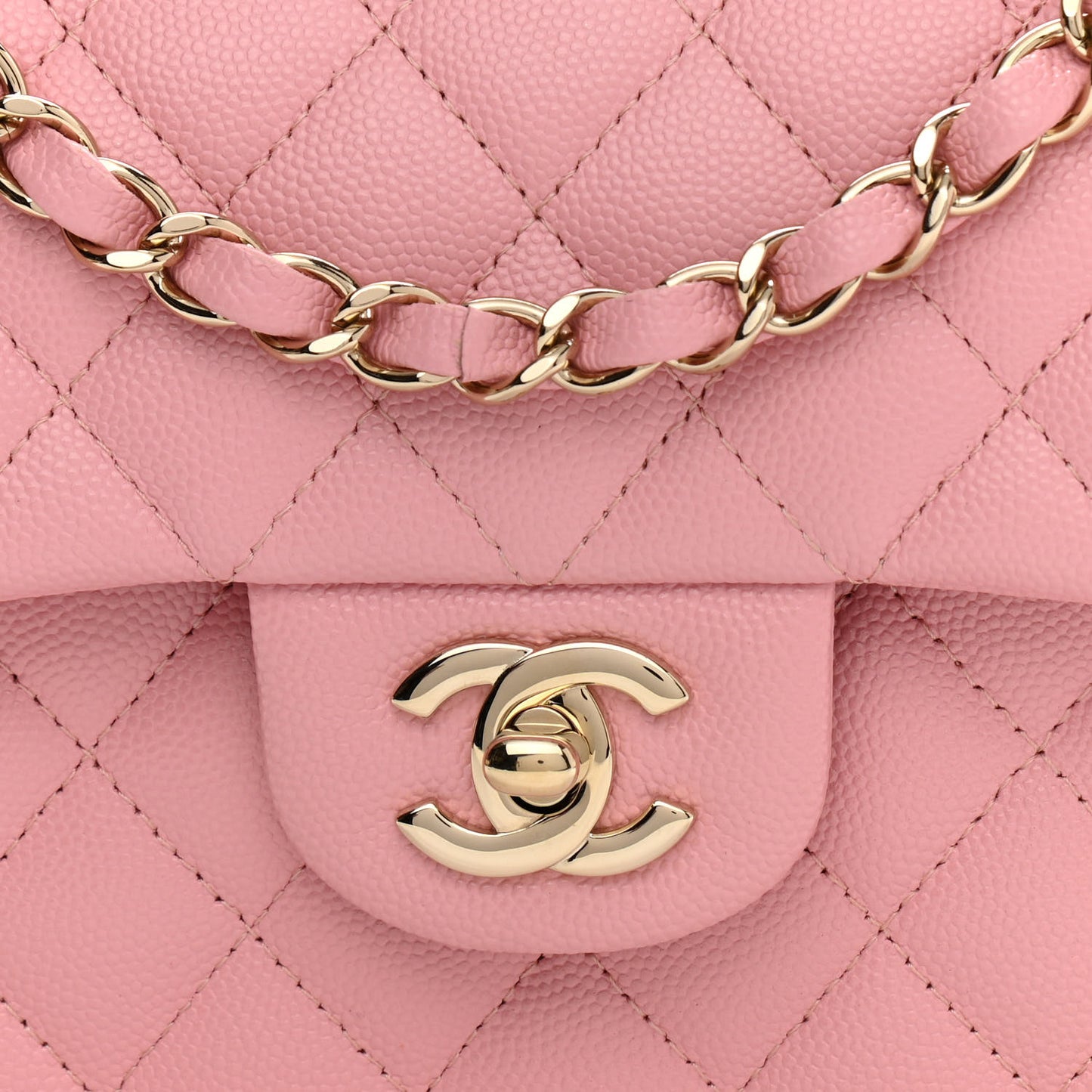 Caviar Quilted Small Double Flap Pink