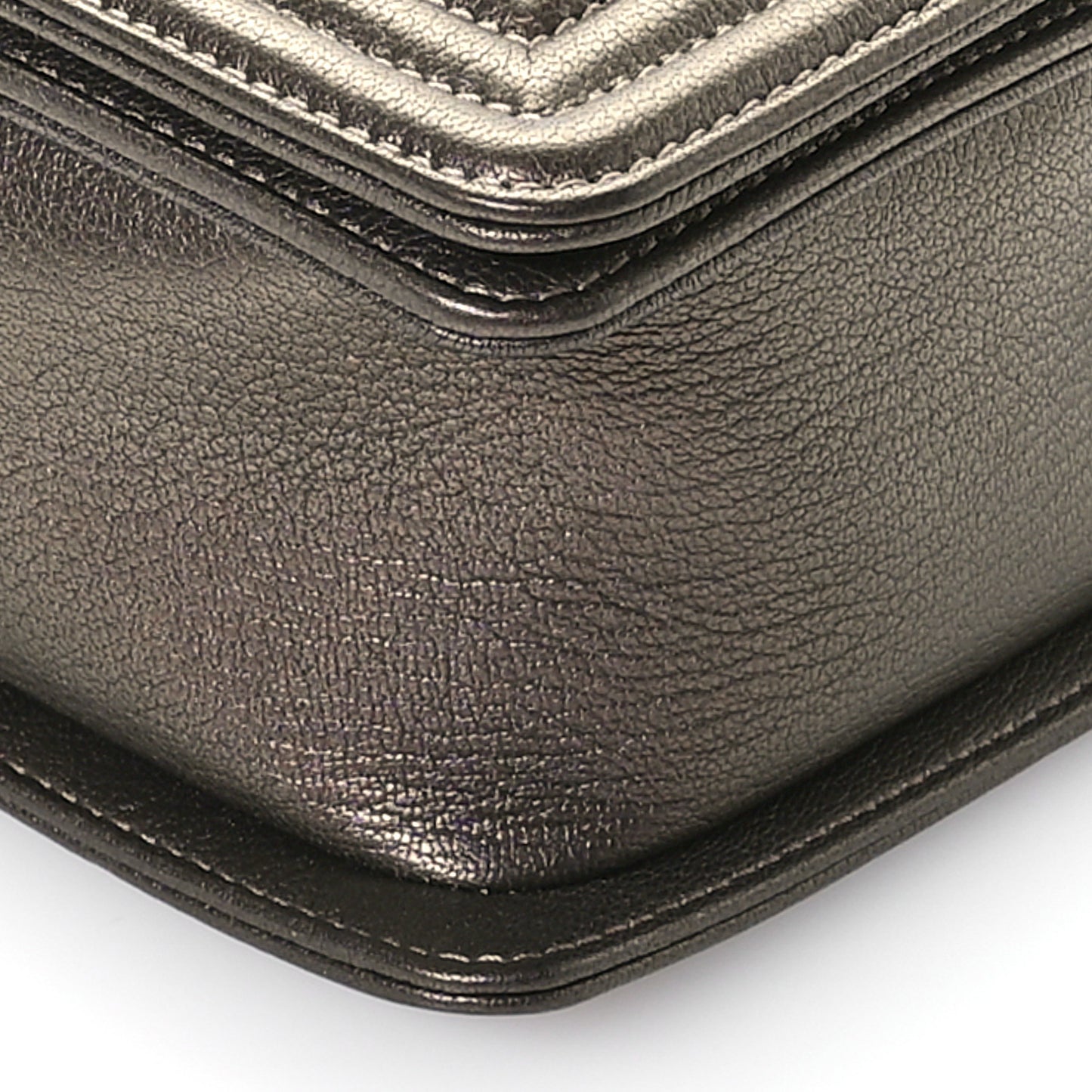 Iridescent Goatskin Quilted Large Boy Flap Bronze