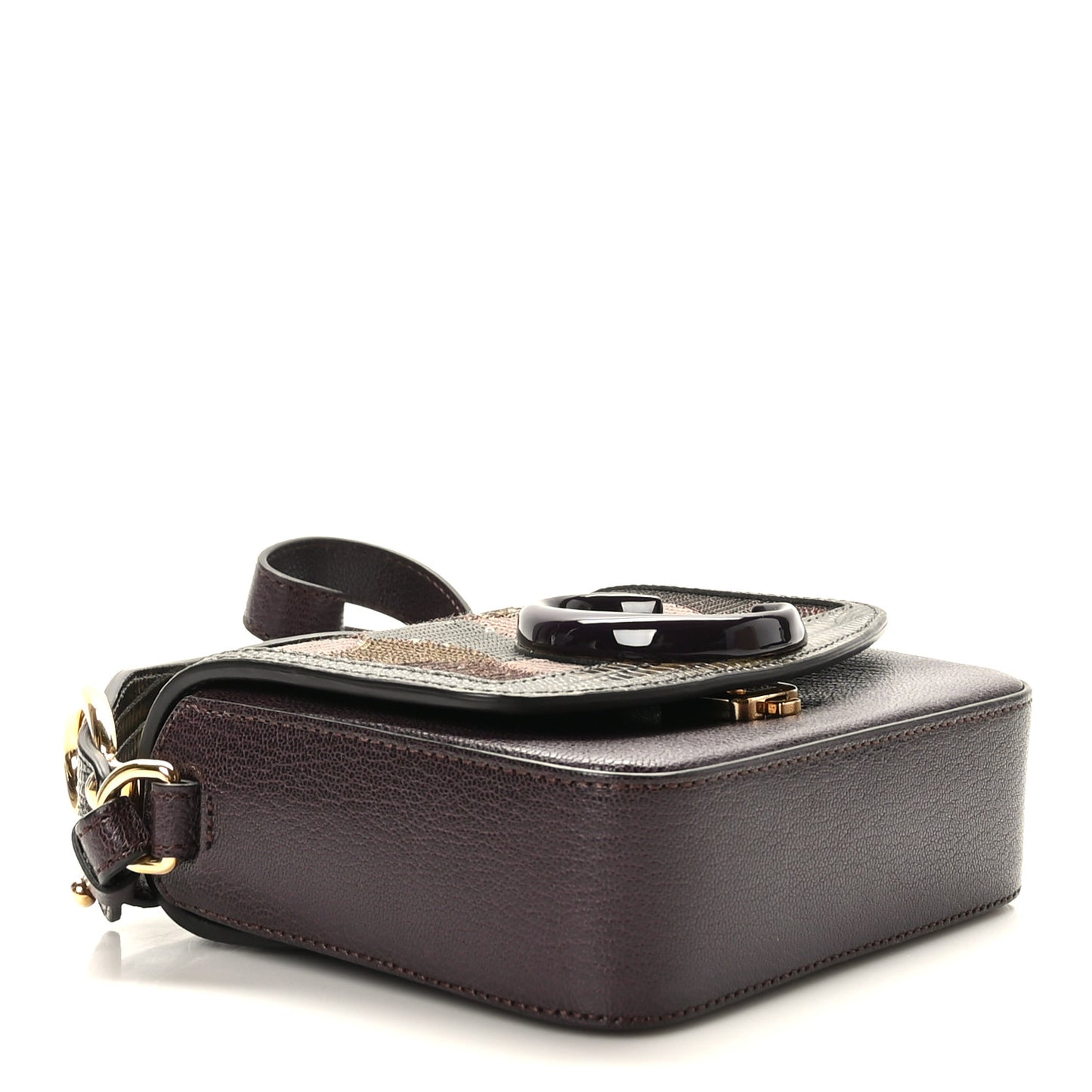 Shiny Calfskin Sequin Mini C Double Carry Brown Multicolor