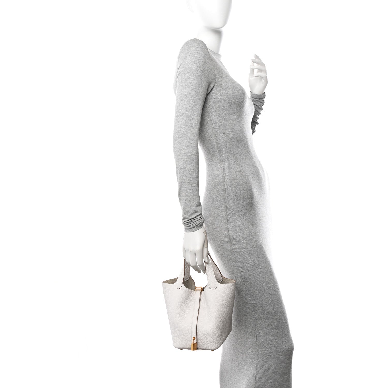 Hermes Taurillon Clemence Picotin Lock 18 PM Gris Pale 2 of 11