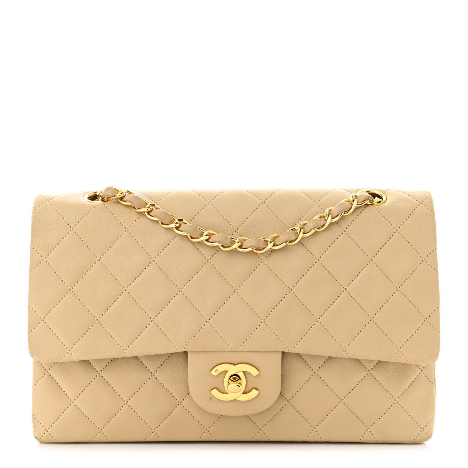 Chanel Lambskin Quilted Medium Double Flap Beige 1 of 19