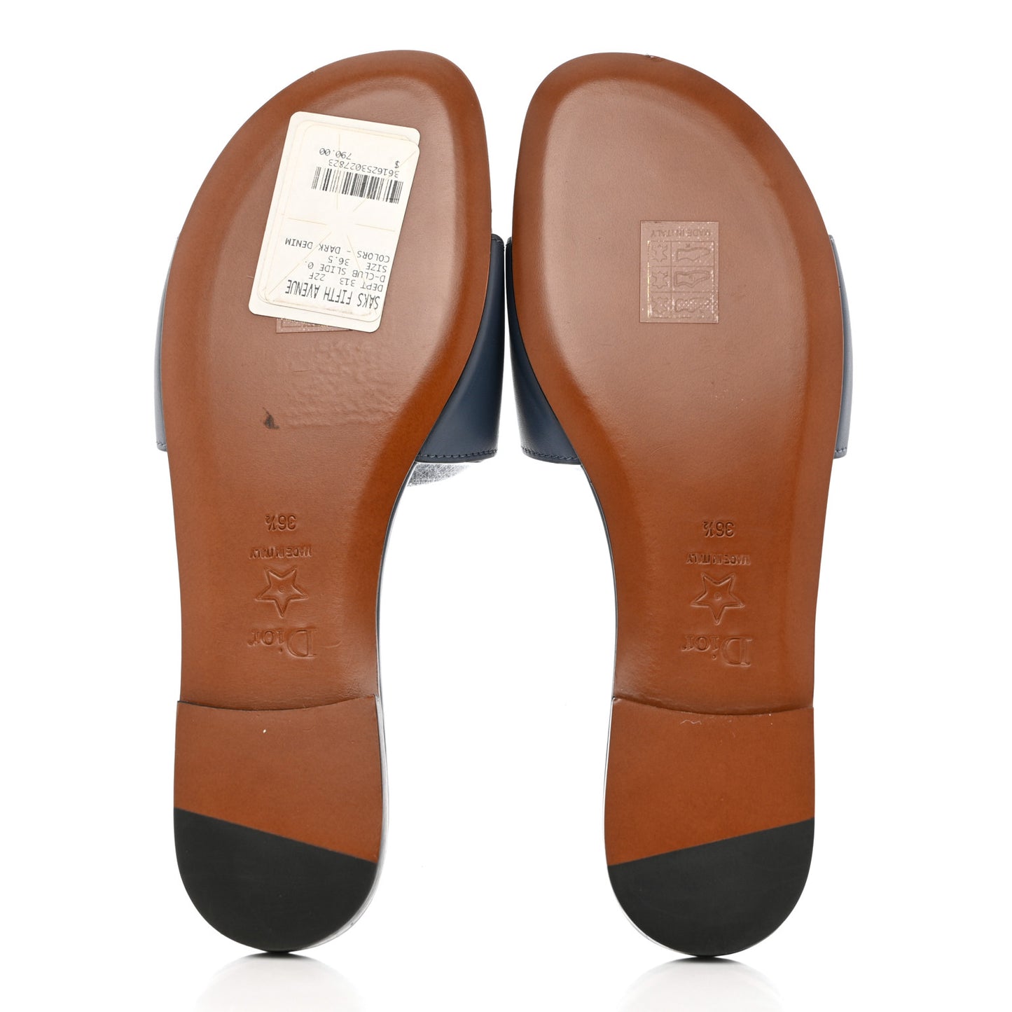 Calfskin D-Club Mule Sandal 36.5 Dark Denim