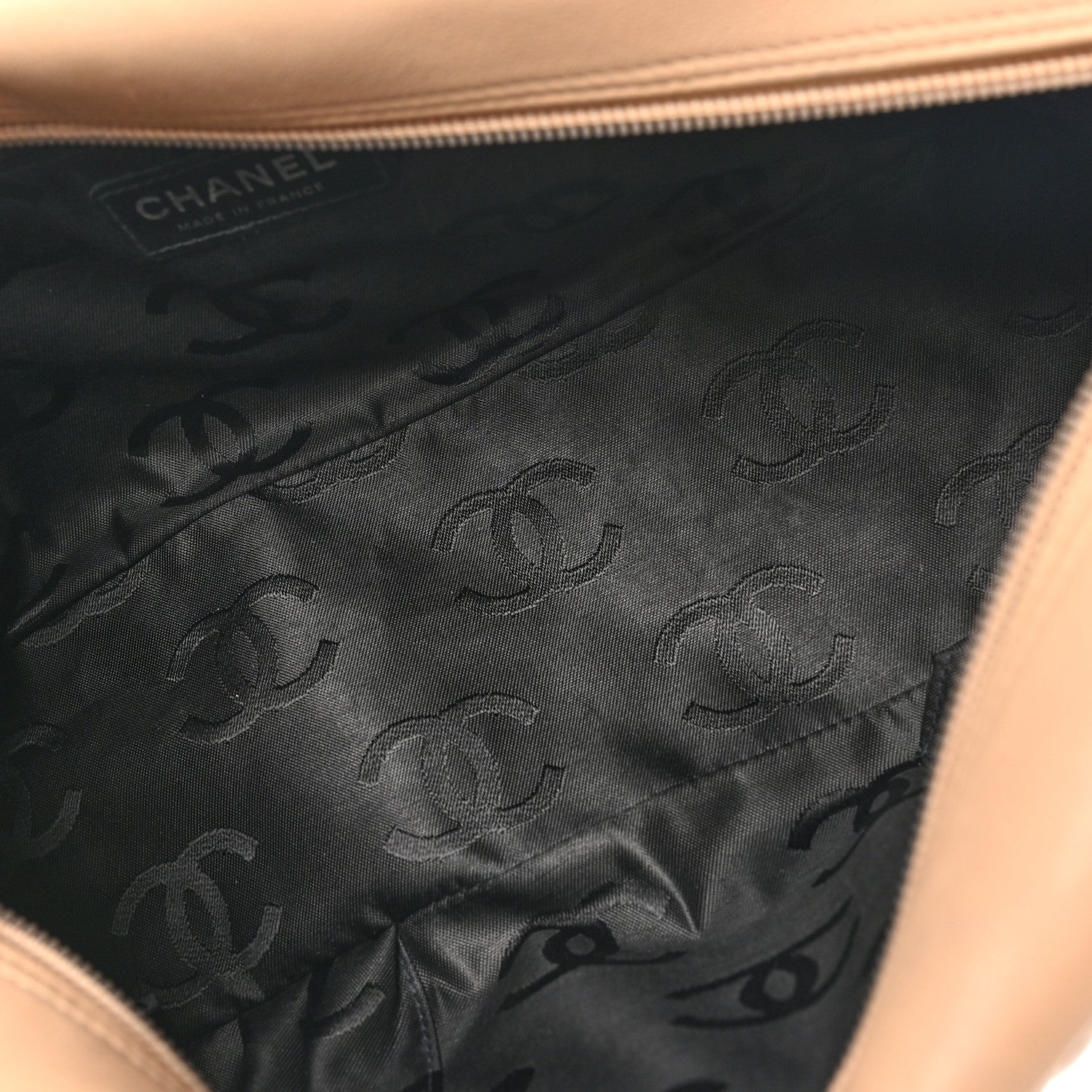 Chanel Calfskin Quilted Large Cambon Bowler Beige Black 5 of 10
