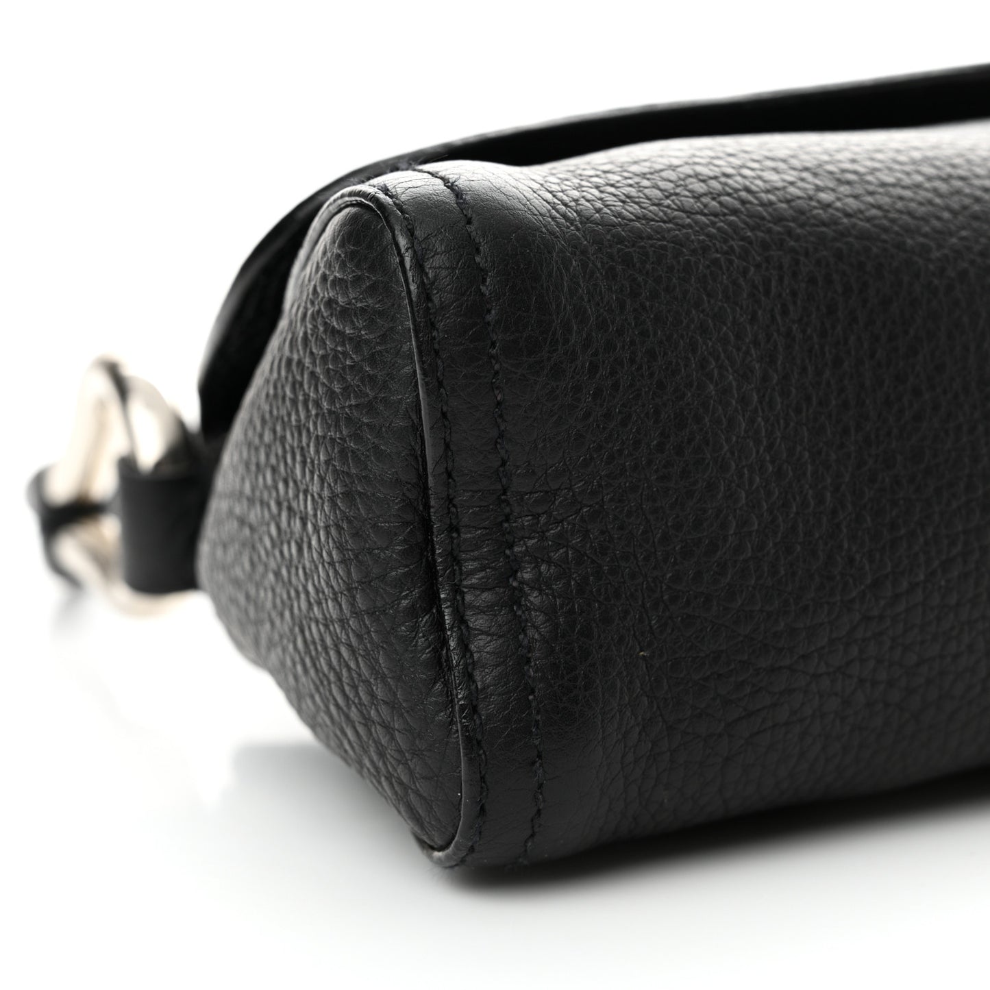 Vitello Daino Swing Flap Shoulder Bag Black