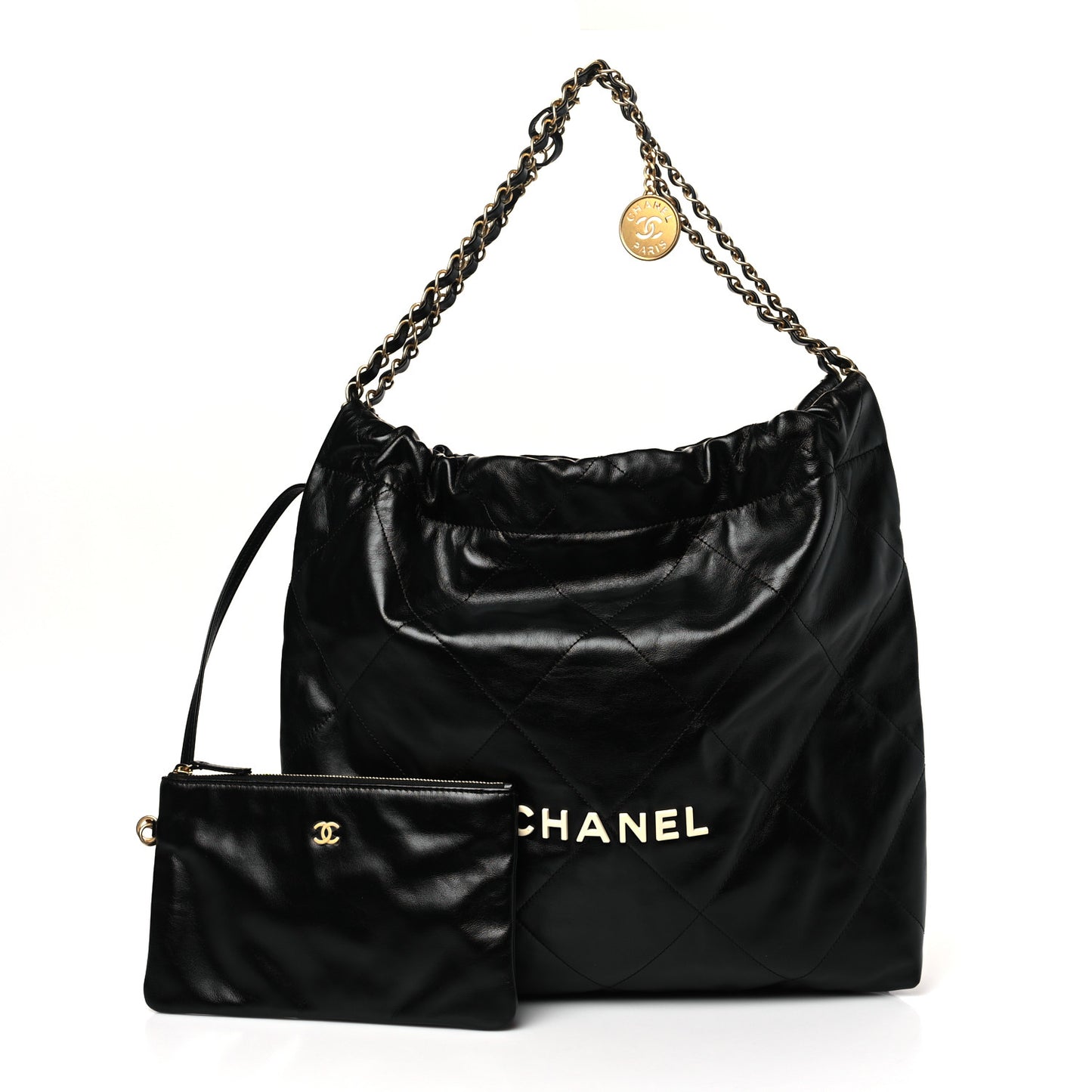Calfskin Quilted Chanel 22 Black