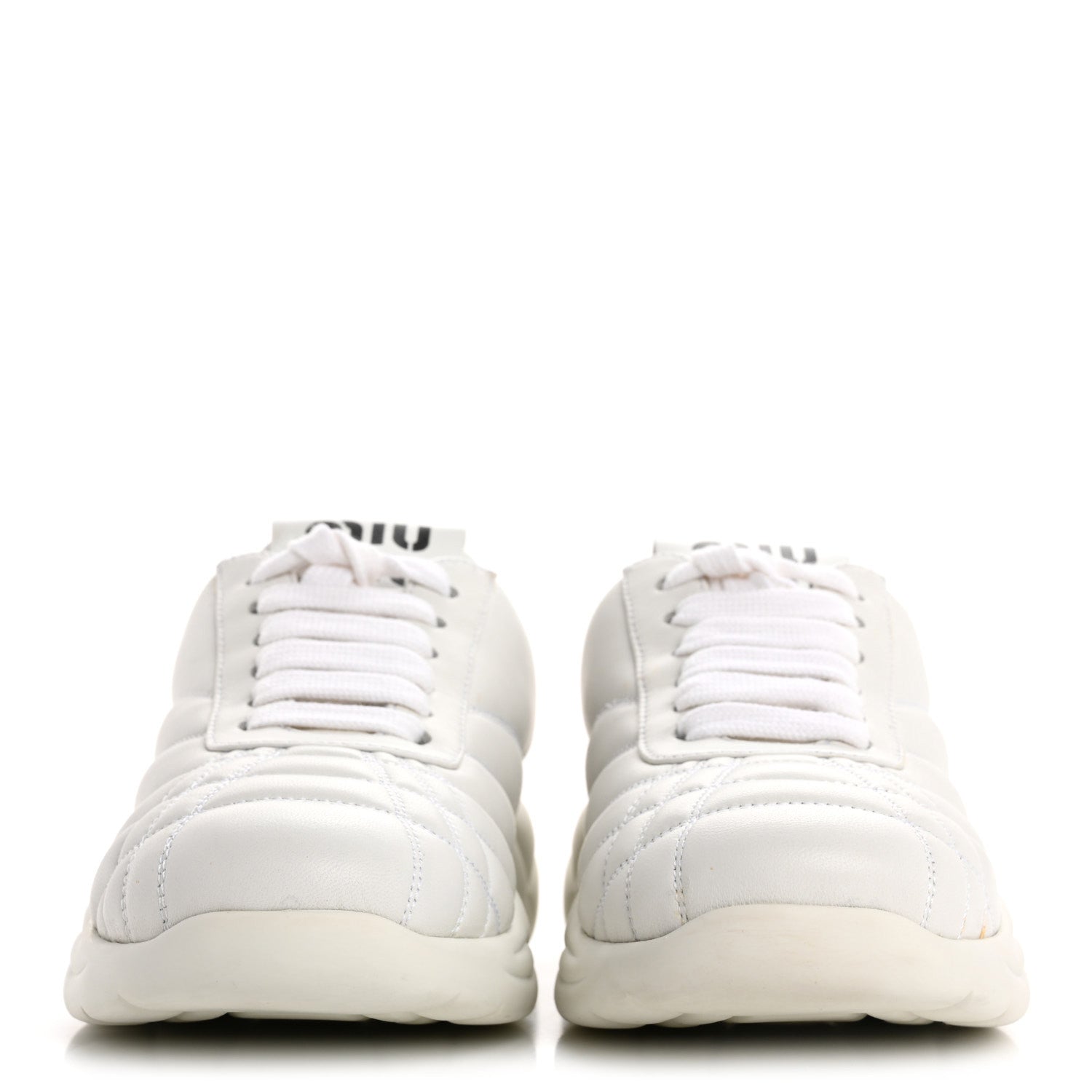 Miu Miu Nappa Quilted Sneakers 35 White 3 of 13