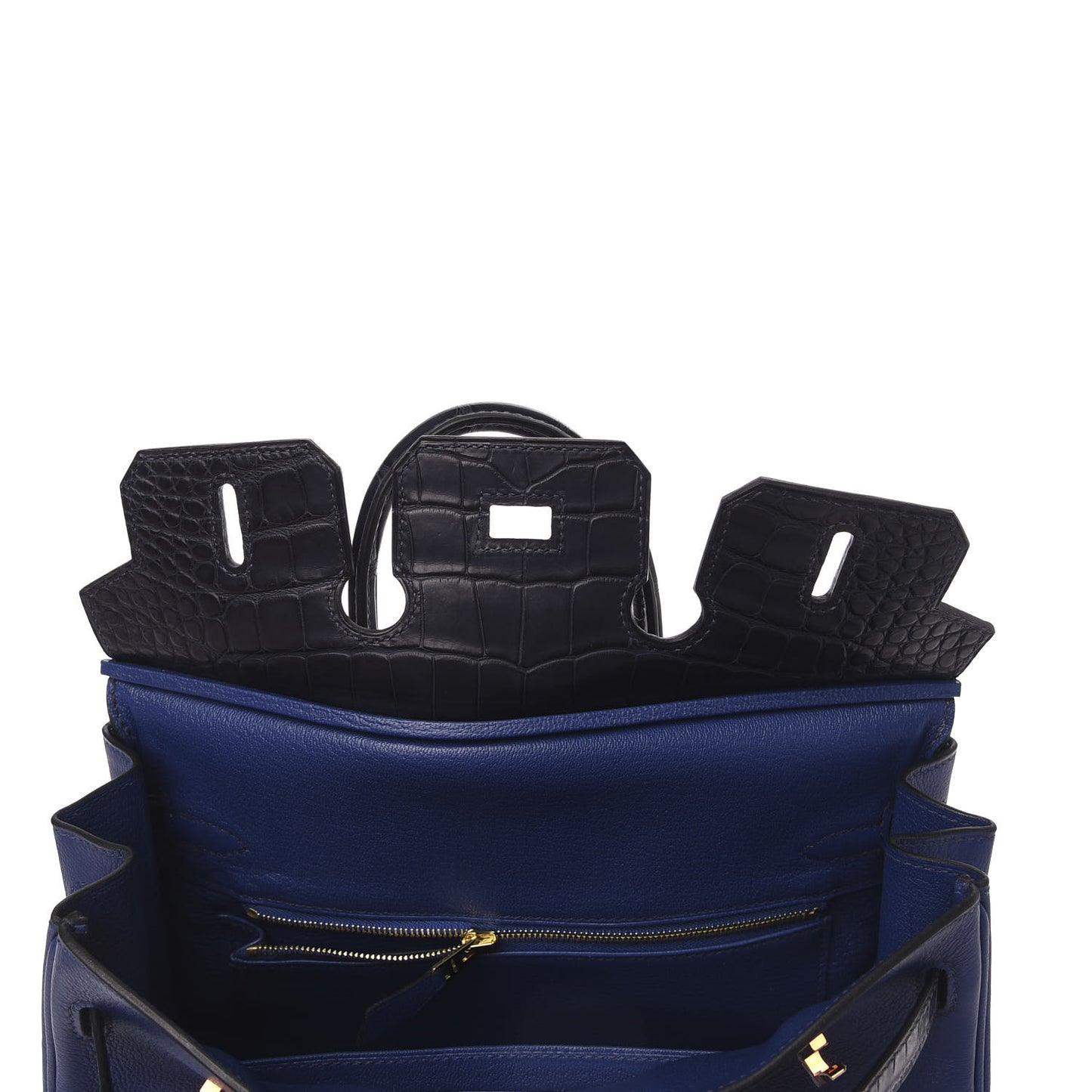 Taurillon Novillo Matte Alligator Birkin Touch 25 Bleu Saphir Marine