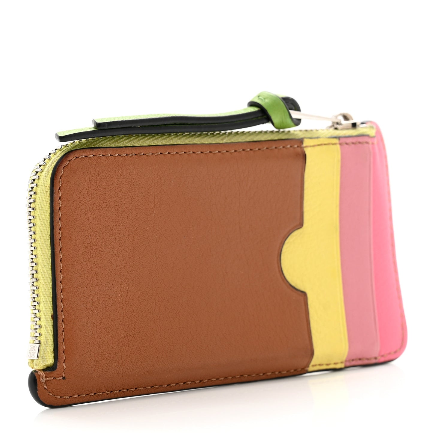 Soft Calfskin Coin Card Holder Tan Multicolor