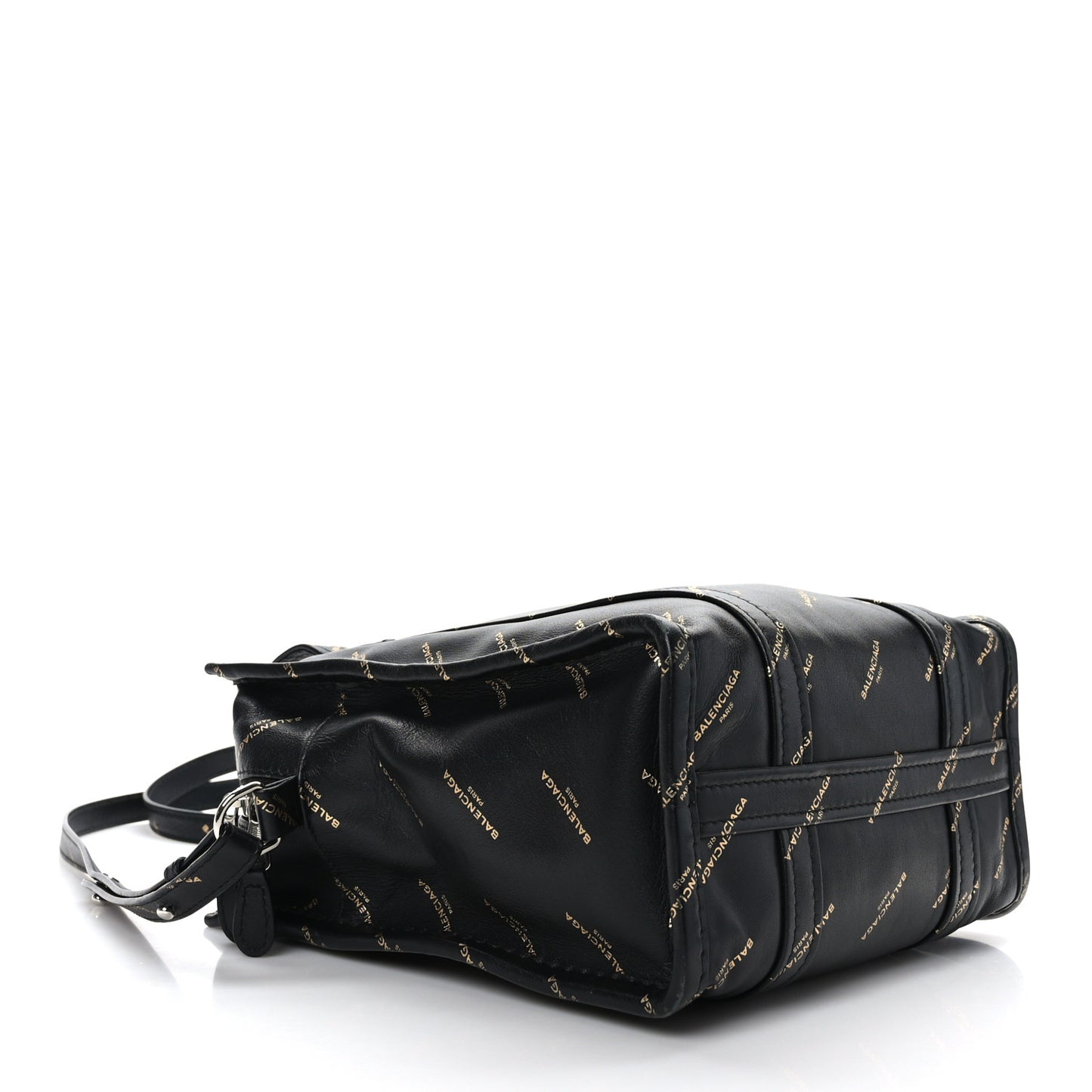 Calfskin Allover Logo XS Bazar Shopper Tote Black Gold