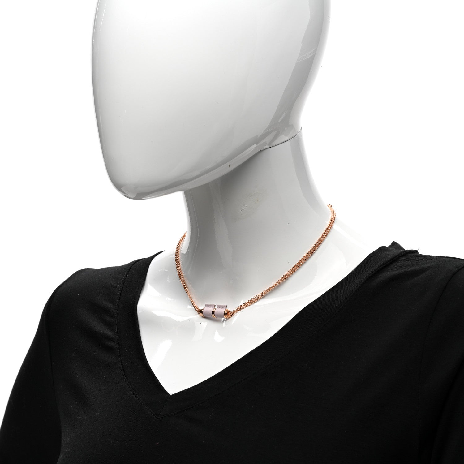 Hermes Swift Rose Gold Charniere Pendant Necklace Mauve Pale 2 of 6