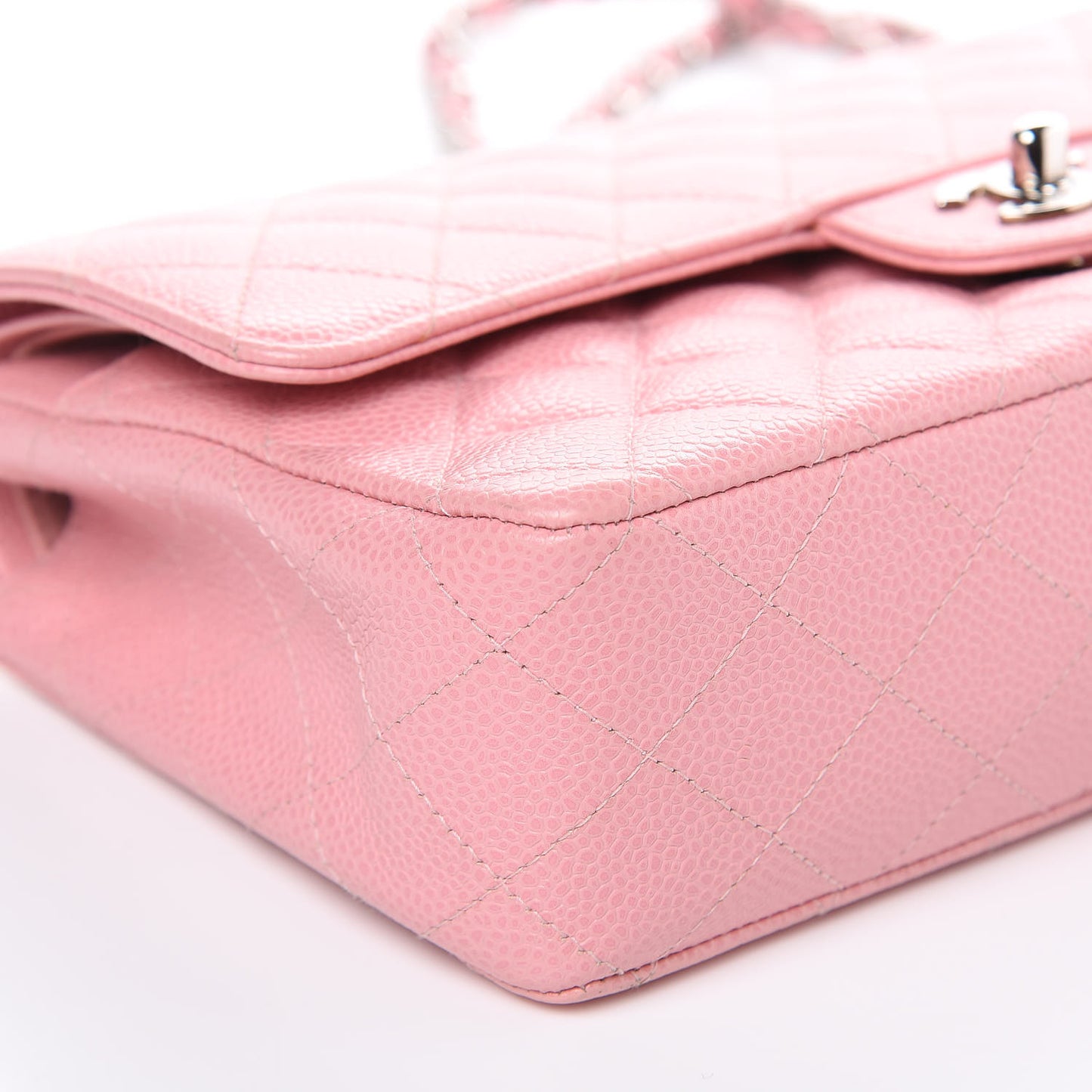 Caviar Quilted Medium Double Flap Pink