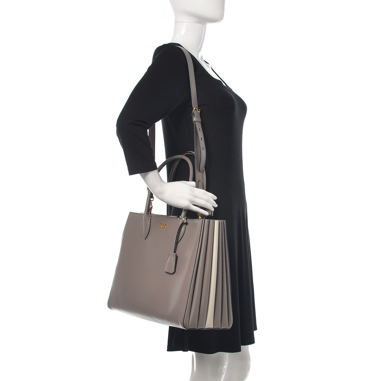 City Calfskin Bibliotheque XL Tote Argilla Talco