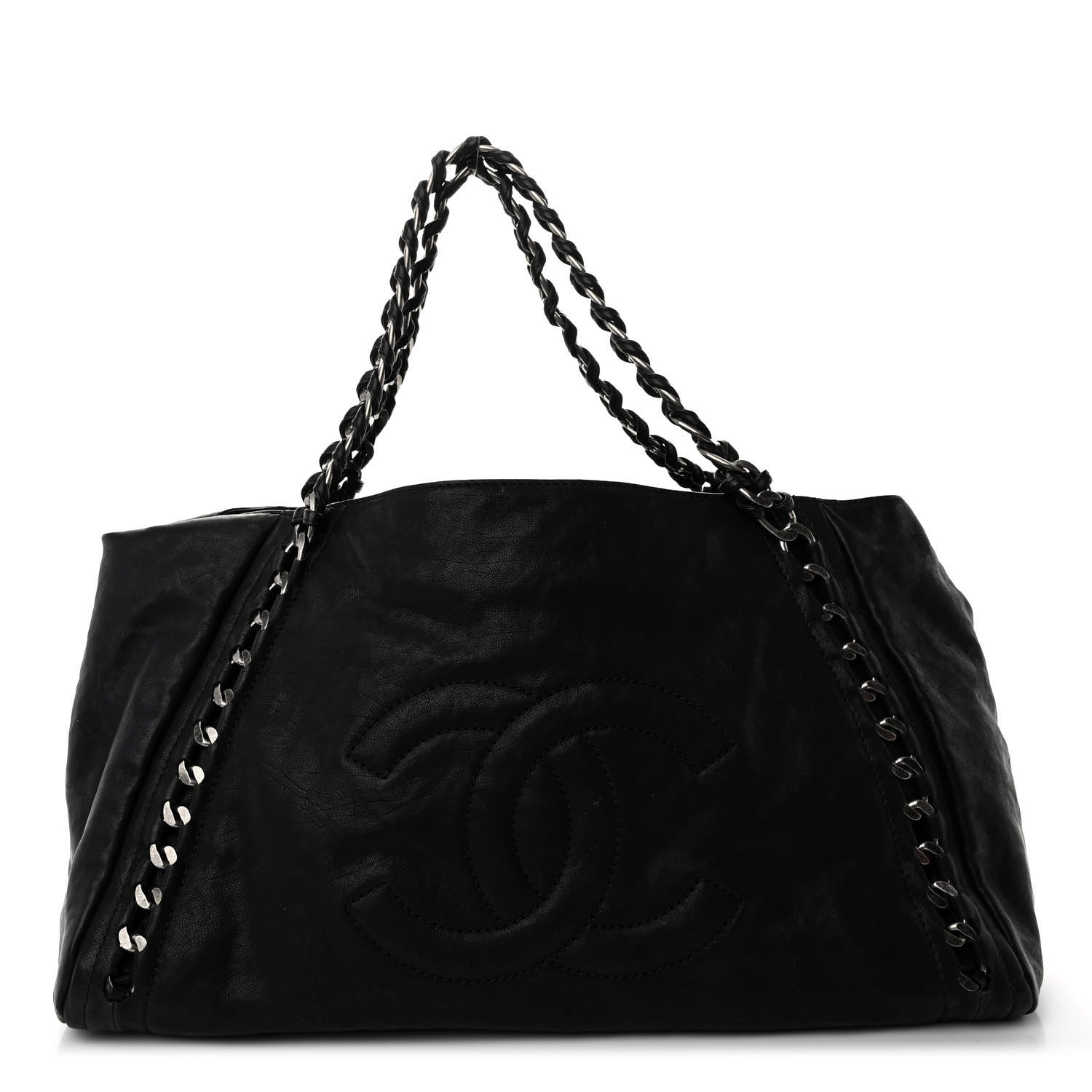 Chanel Glazed Calfskin East West Modern Chain Tote Black 1 of 9